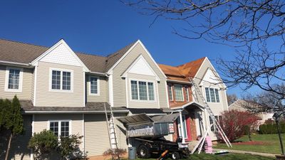 Commercial Roofing Installation using Owens Corning TruDefinition driftwood
