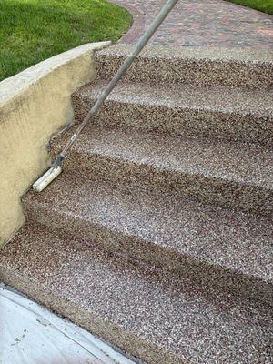 Concrete Stair Repair and Coating in Spokane Featuring Chestnut Flake