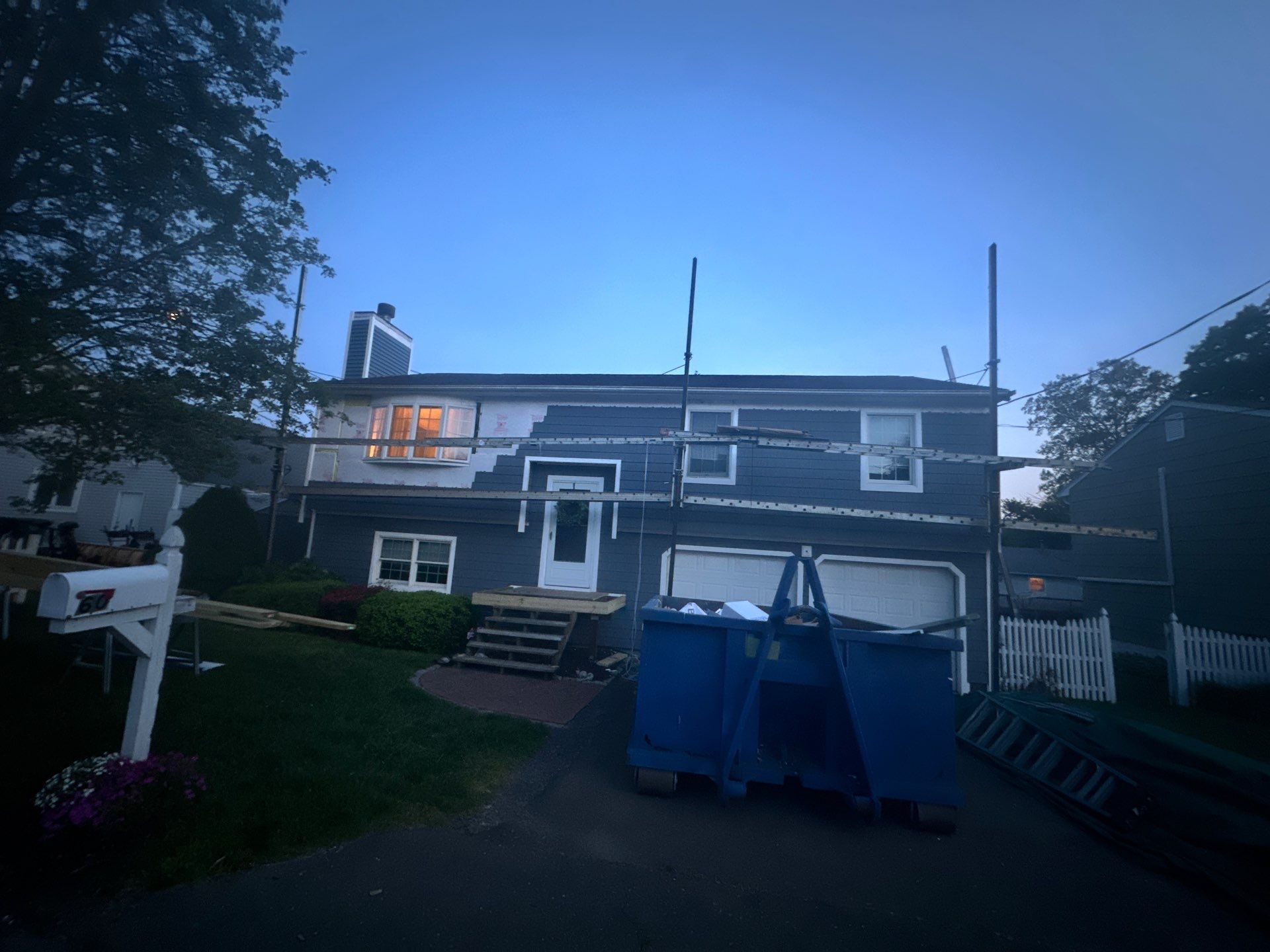 Siding Installation using Certainteed Cedar Impressions Straight Edge Perfection Shingles - D7 - Pacific Blue by A Plus Exterior