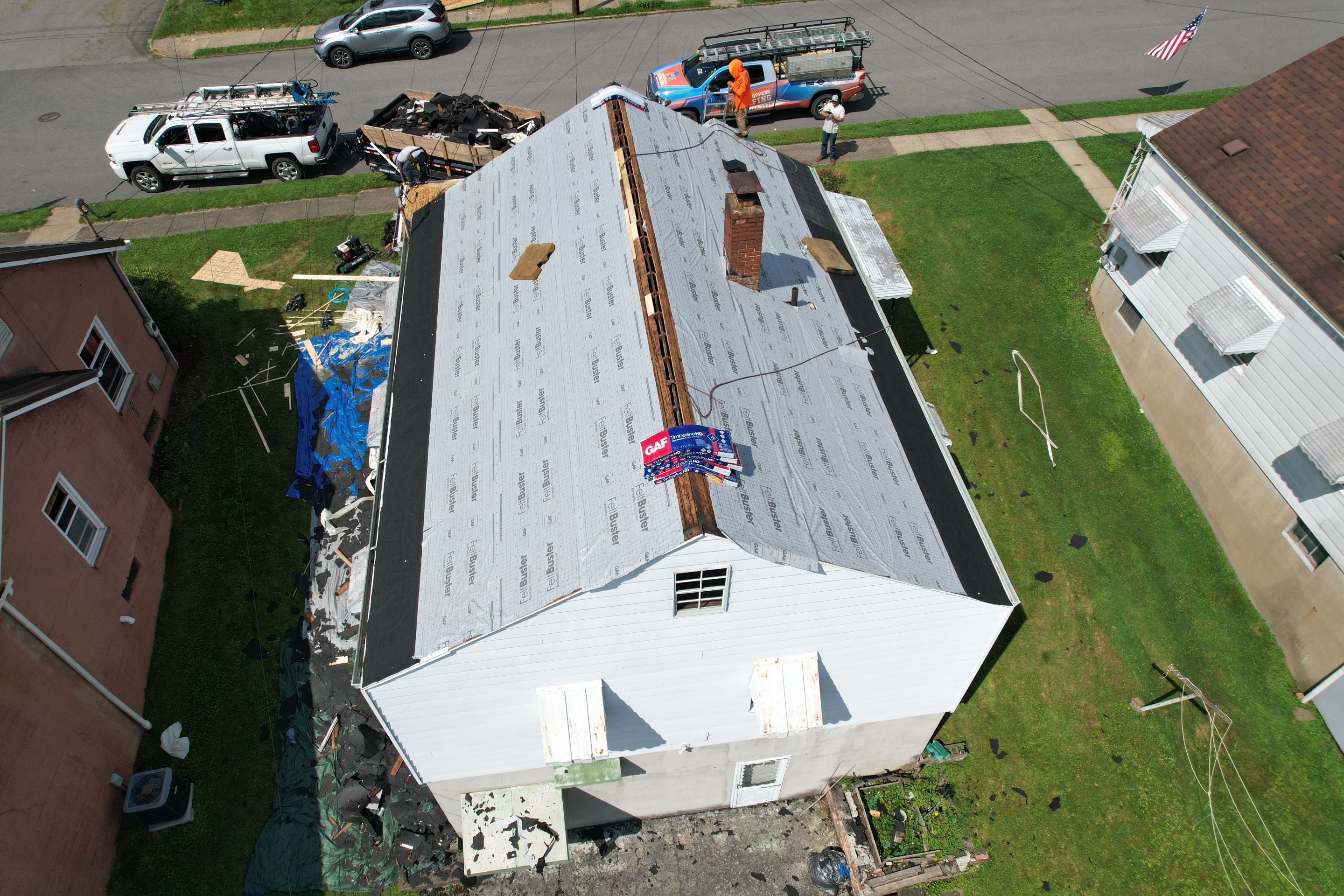 Residential Roofing Installation using GAF Timberline HDZ Williamsburg Slate by Rainstoppers Roofing