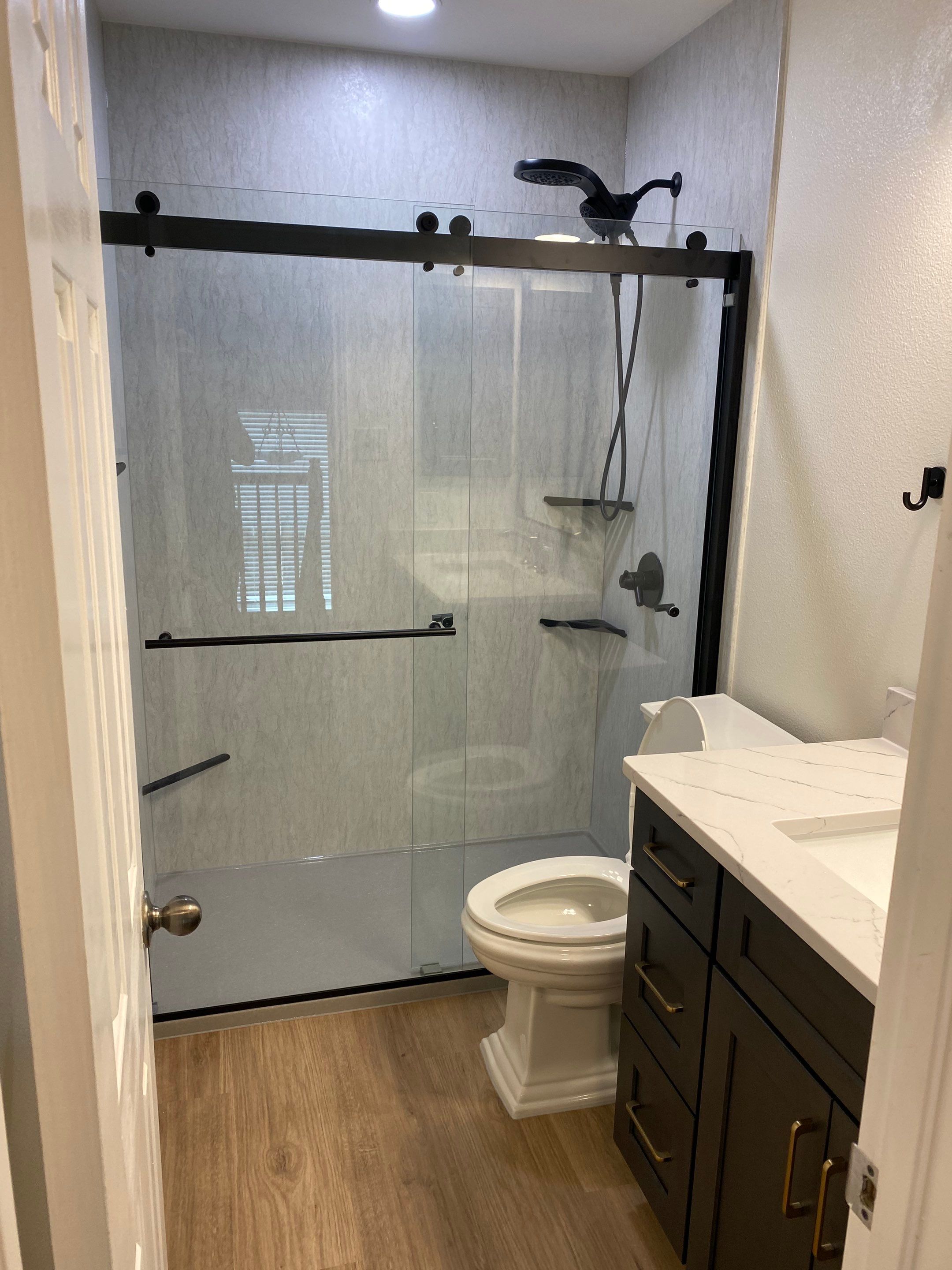 Thousand Oaks Tub-to-Shower Conversion Bathroom Remodel by Legacy Bath and Kitchen