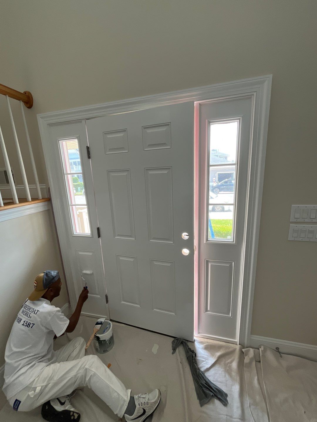Front Door and Sidelight Refinishing and Painting in Avalon New Jersey by FreshCoat Works LLC