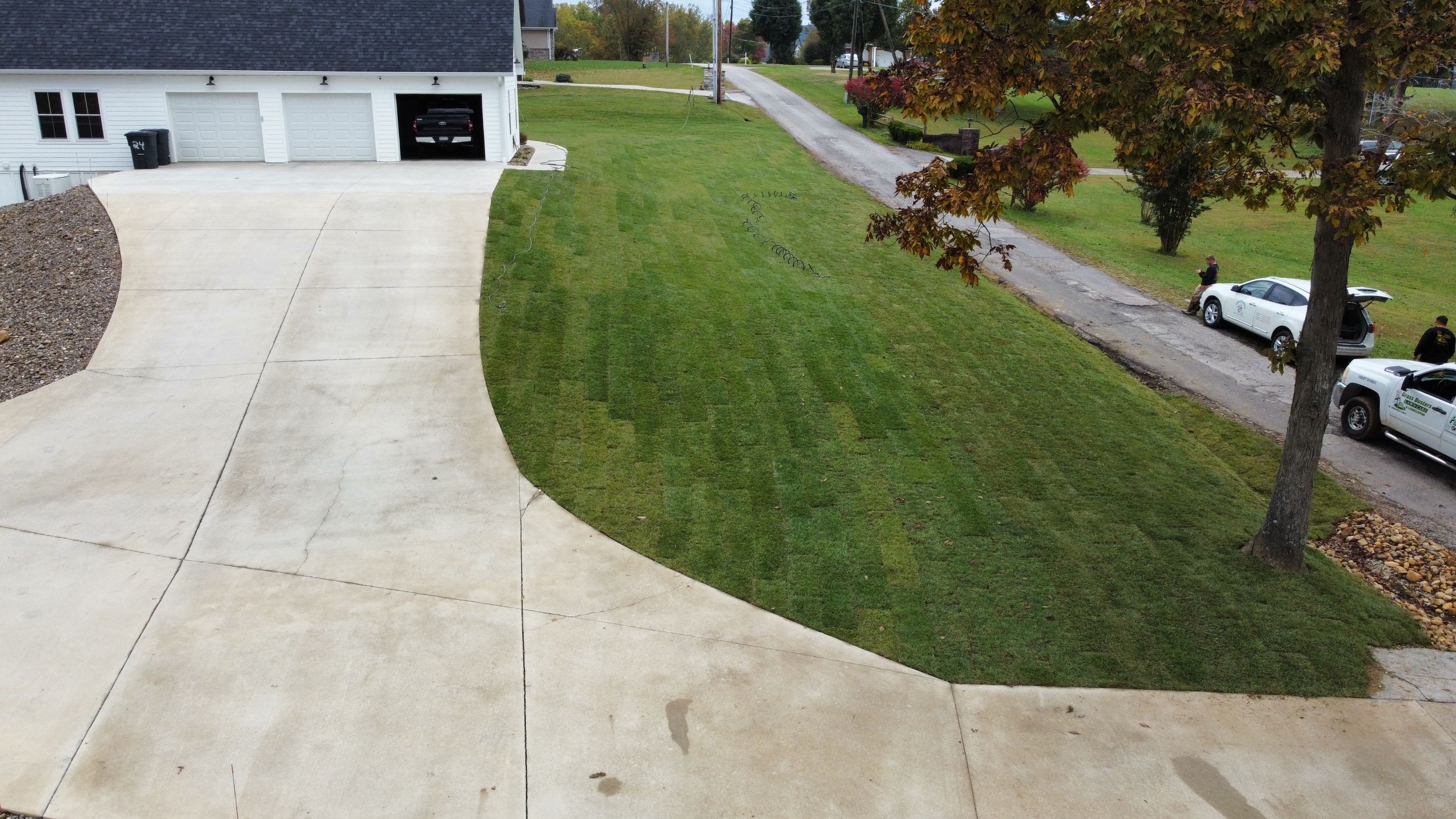 Sod Installation using Fescue Sod by GrassBusters, Inc.