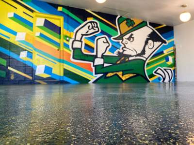 ND Blue & Gold Garage Floor Coating & Organization!