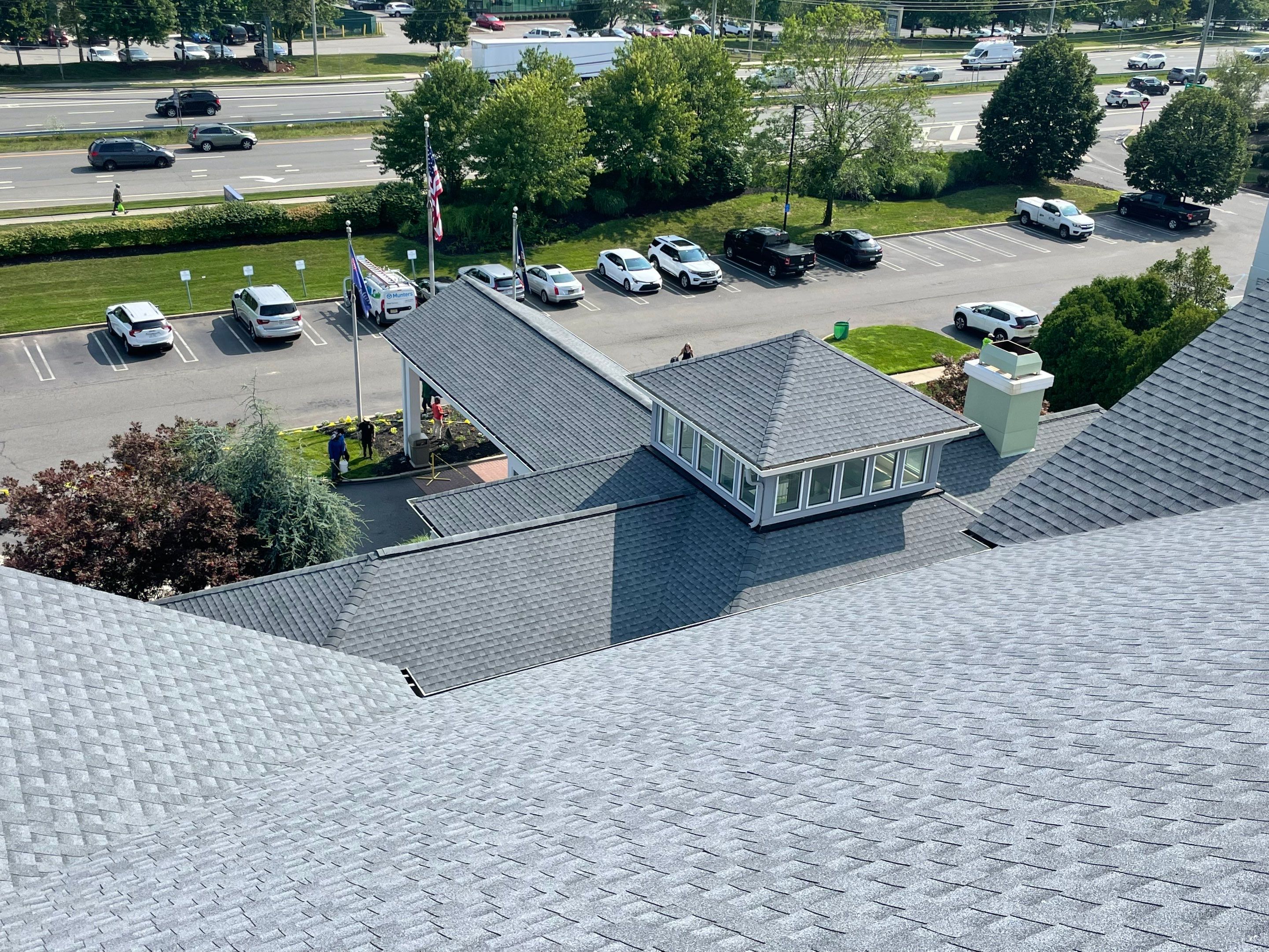 Commercial Roofing Installation using GAF Timberline / New Gutters and Downspouts by All Site Roofing