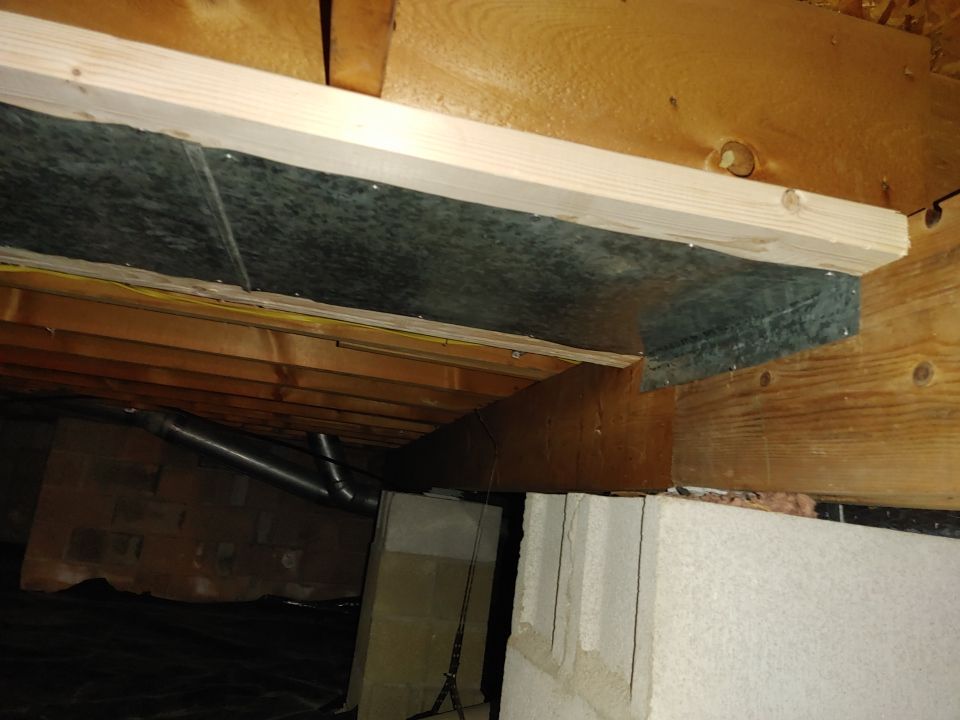 Crawl space encapsulation and Waterproofing using Structural Wood and Steel Reinforcements by Toledo Basement Repair 