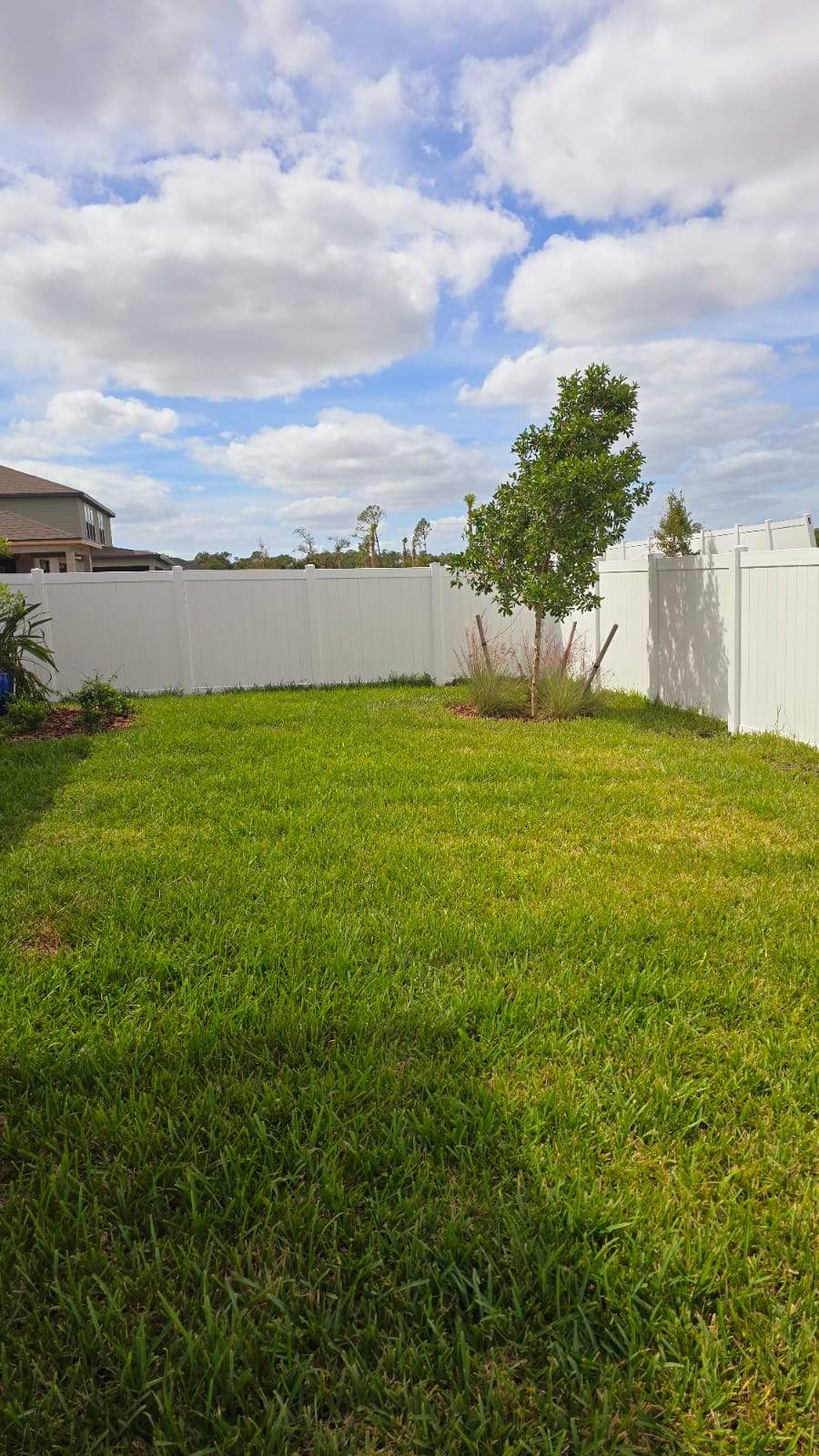 White Vinyl Privacy Fence Installation for North Port Residential Property by True Fence LLC