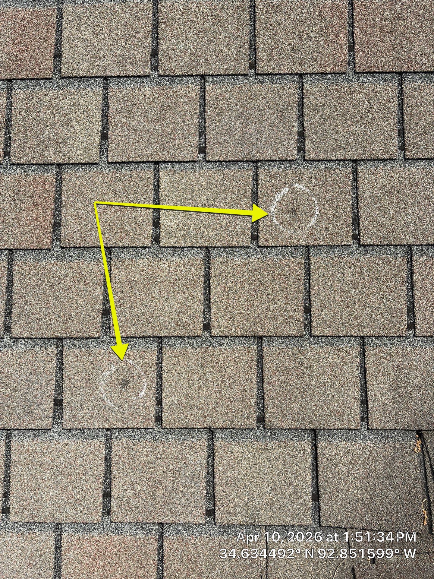 Shingle Roof Damage Assessment in Hot Springs Village by Temple Roofing and Exteriors