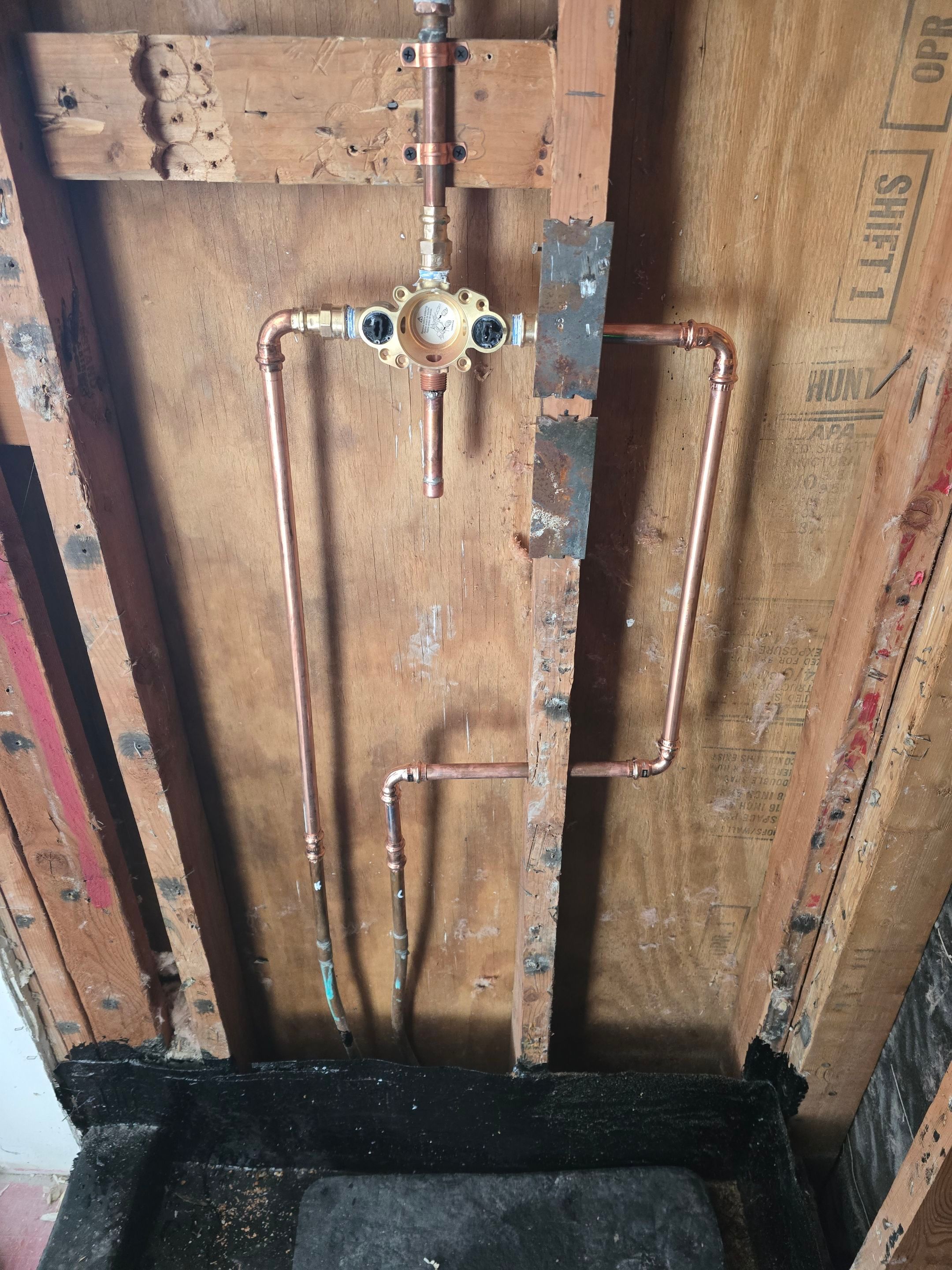 Installing Water Pipe for Shower by Us Plumbing