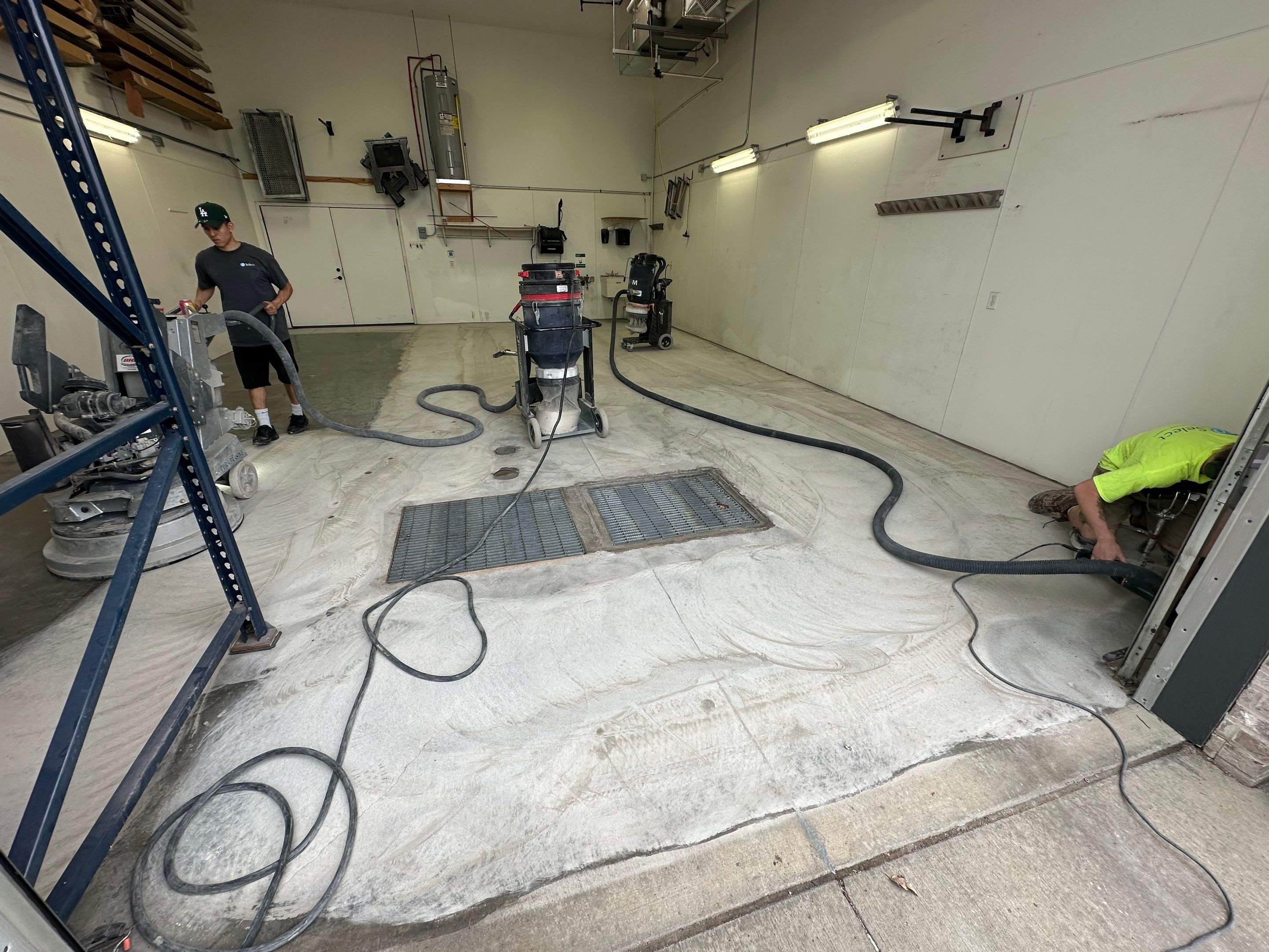 Commercial Grey Speckled Epoxy Floor Coating for Industrial Workshop by Select Painting, Coatings & Garage Cabinets