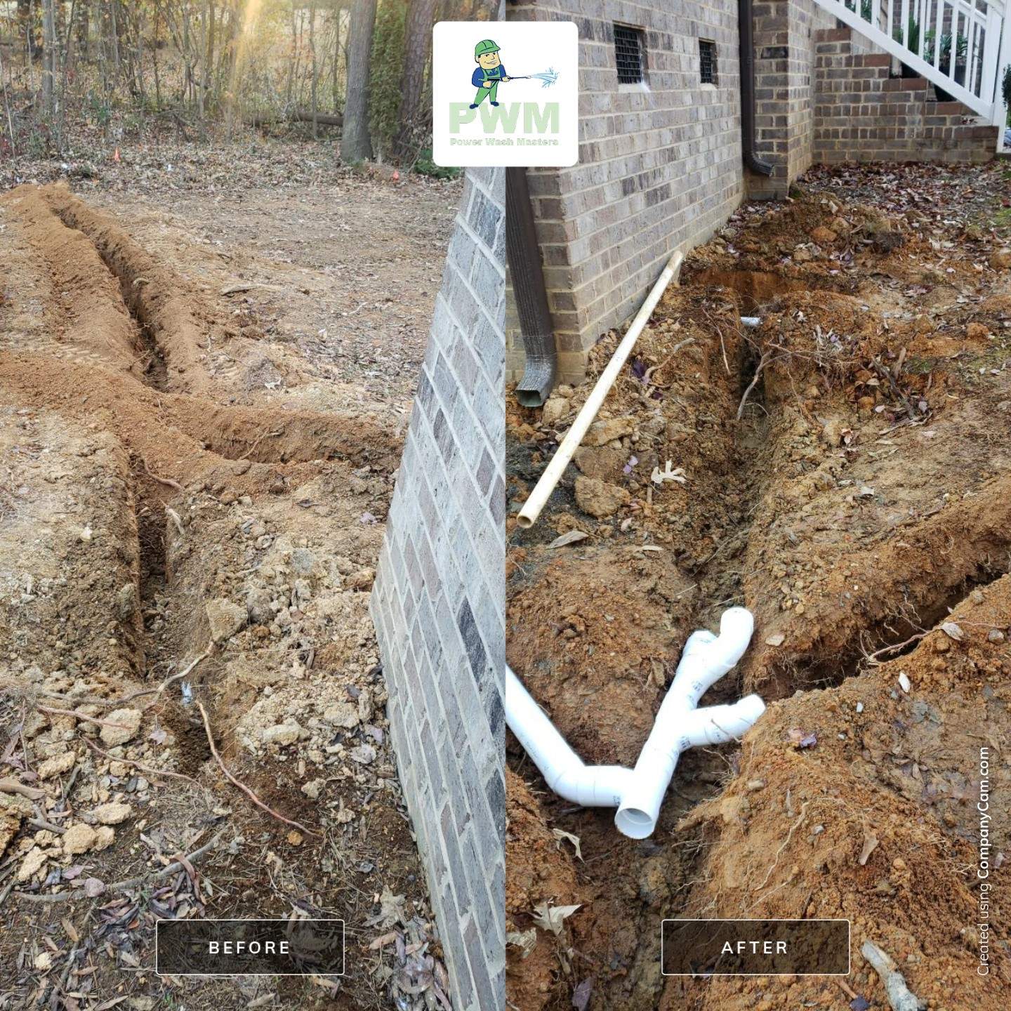 Crawl space encapsulation and exterior drainage by Power Wash Masters LLC