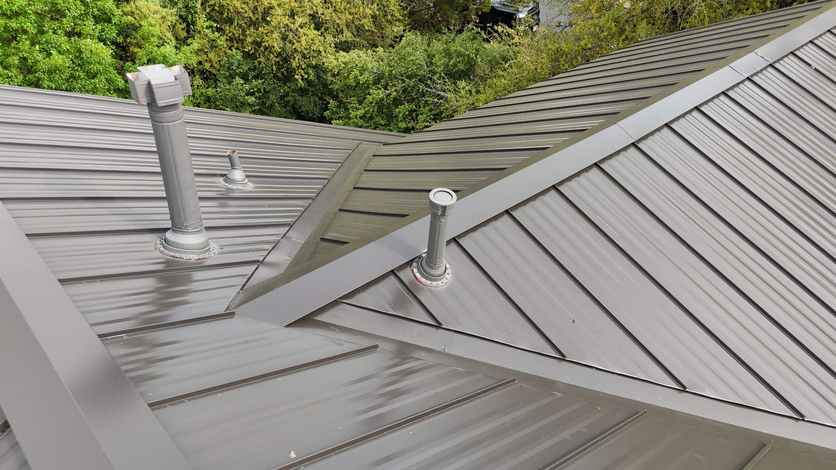 Dark Bronze - L&A Standing Seam with Striations by RoofsOnly.com