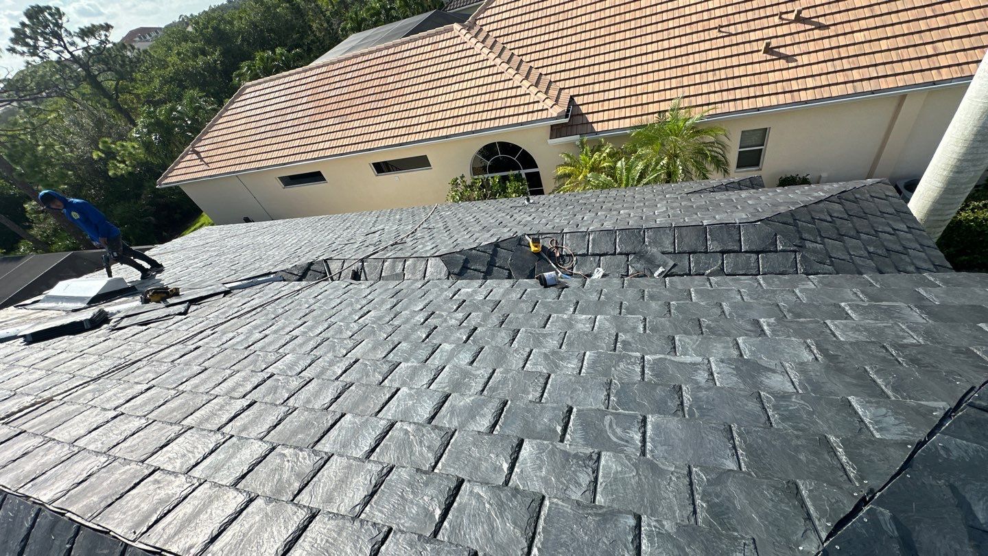 Residential Roofing Installation using Brava Slate Tile in Estero, Florida by International Roofing