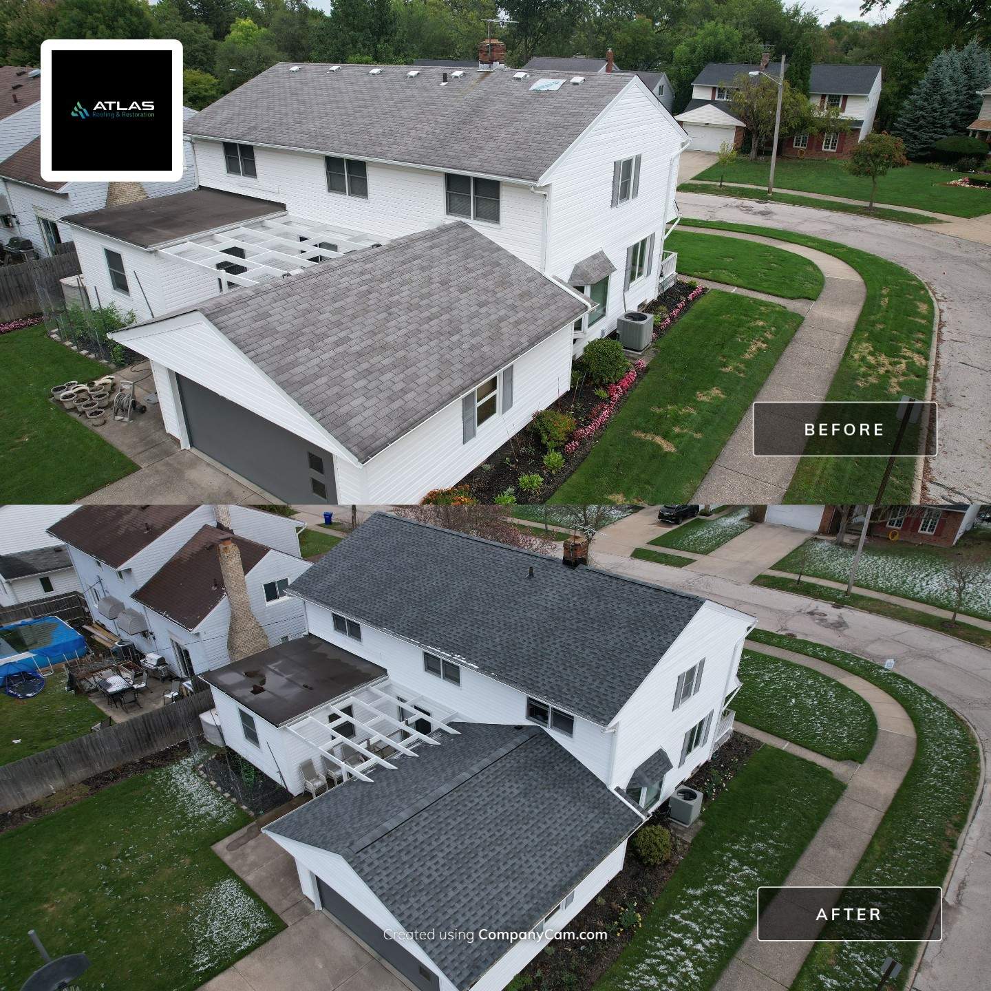 Storm Restoration - Roof Replacement using GAF HDZ Pewter Gray by Atlas Roofing & Restoration