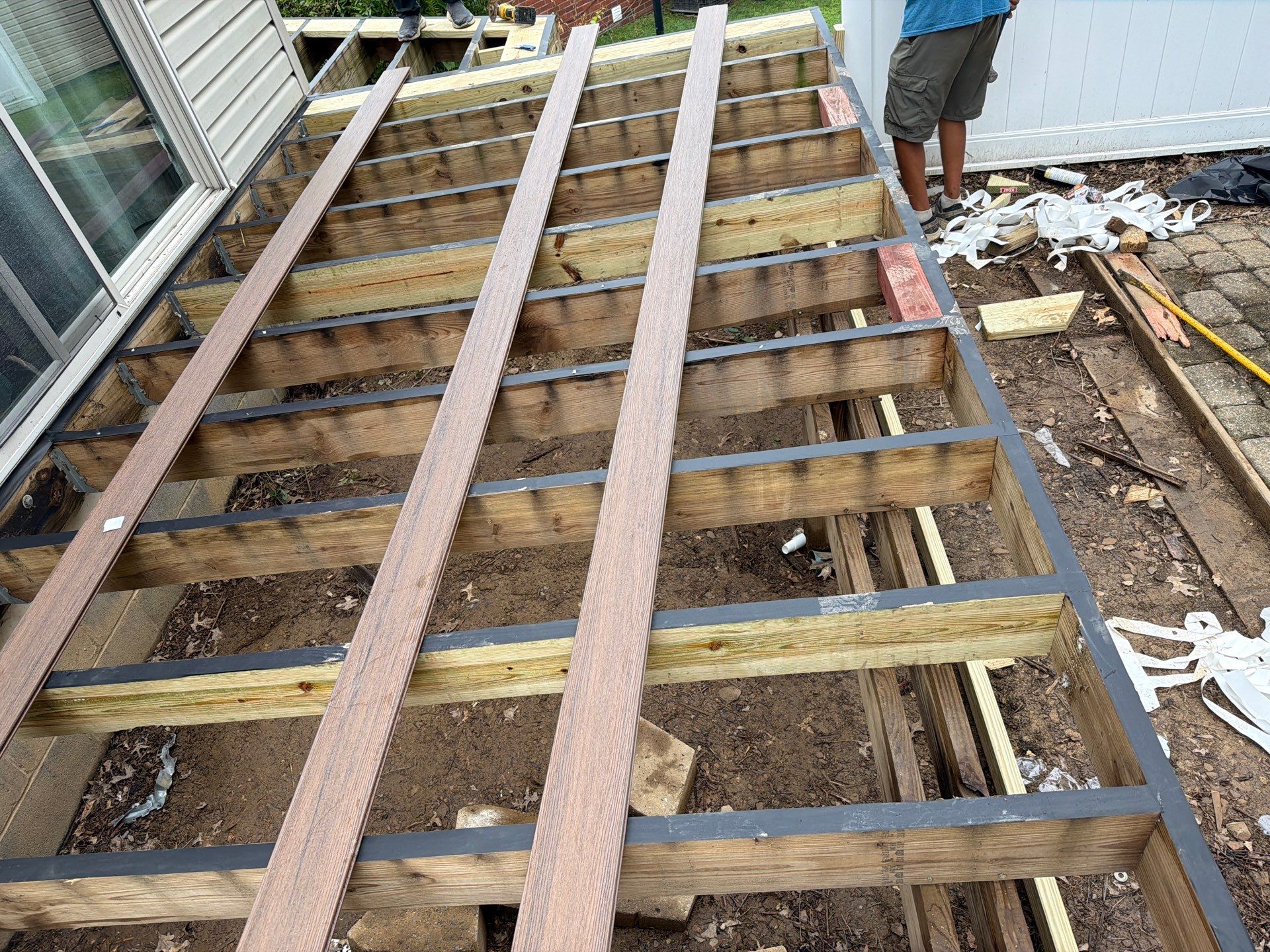 2 tone Composite Re-Deck with Vinyl Railings in Pittsburgh by Cousins Roofing Siding & Decks