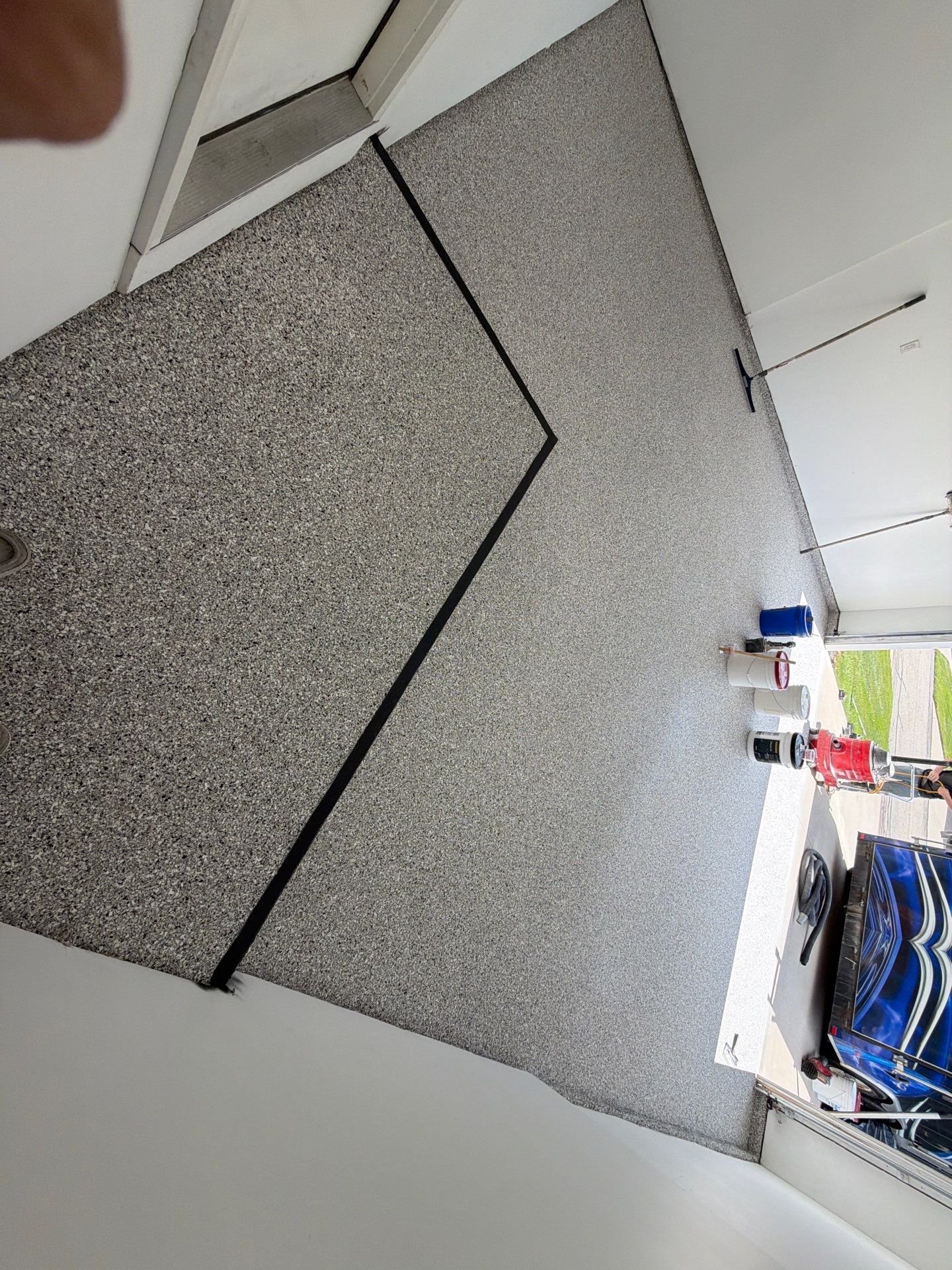 Custom Grey and White Speckled Epoxy Garage Floor in Holland by Gordon Painting