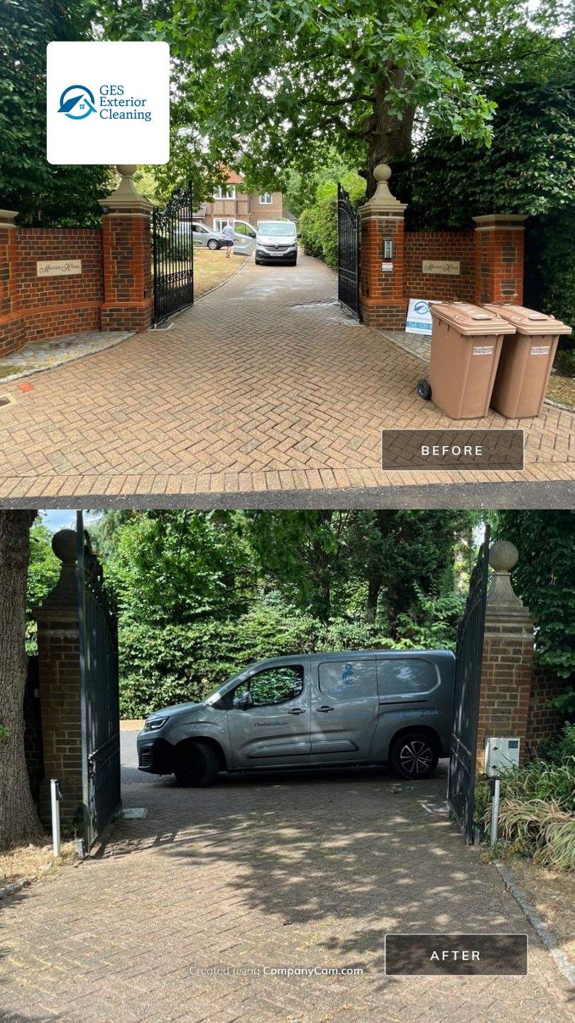 Driveway and Entrance clean using honda 21 ltr/min by Ges Exterior Cleaning ltd