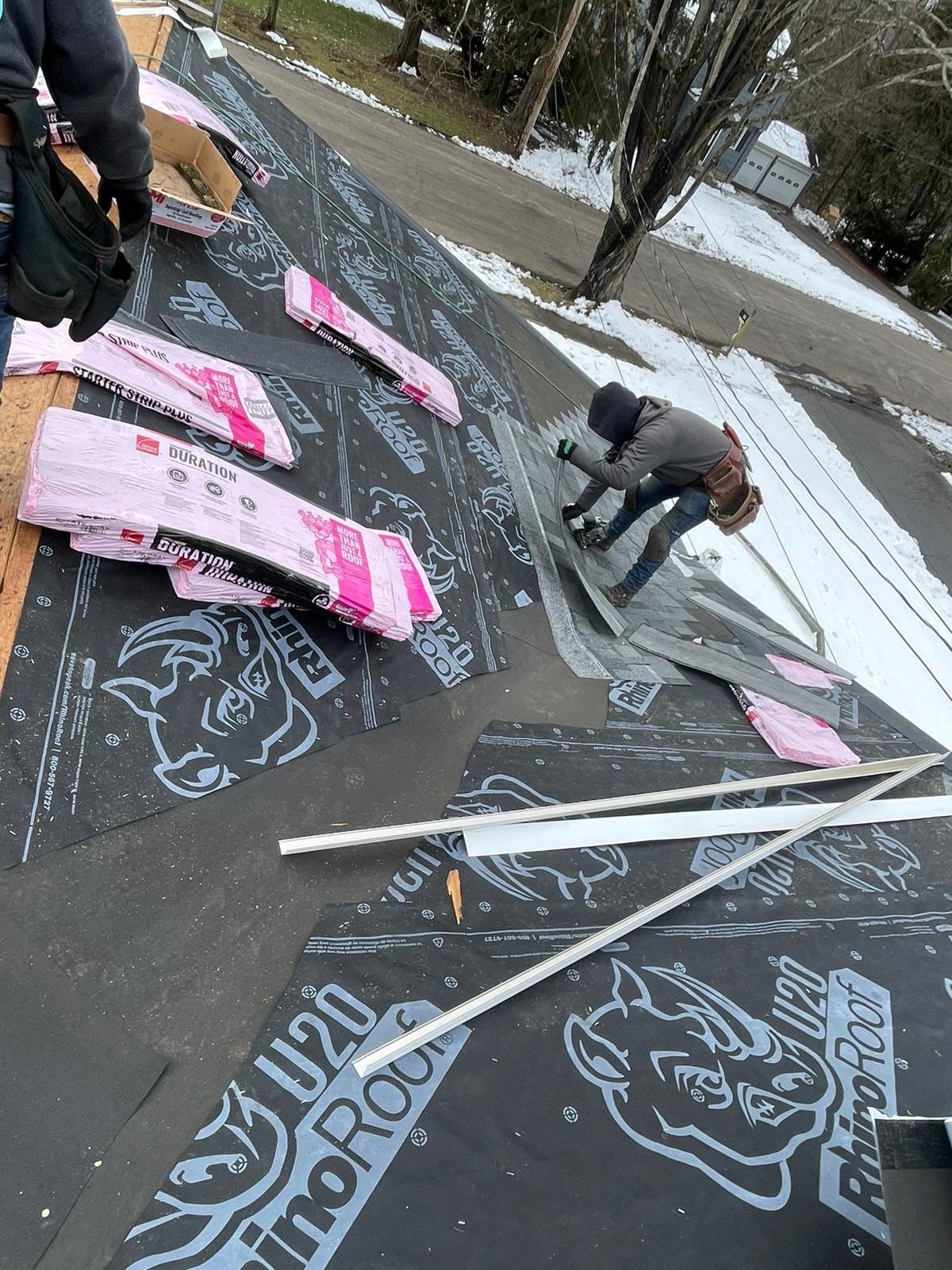 Residential Roofing Installation using Owens Corning Duration Estate Gray by A Plus Exterior
