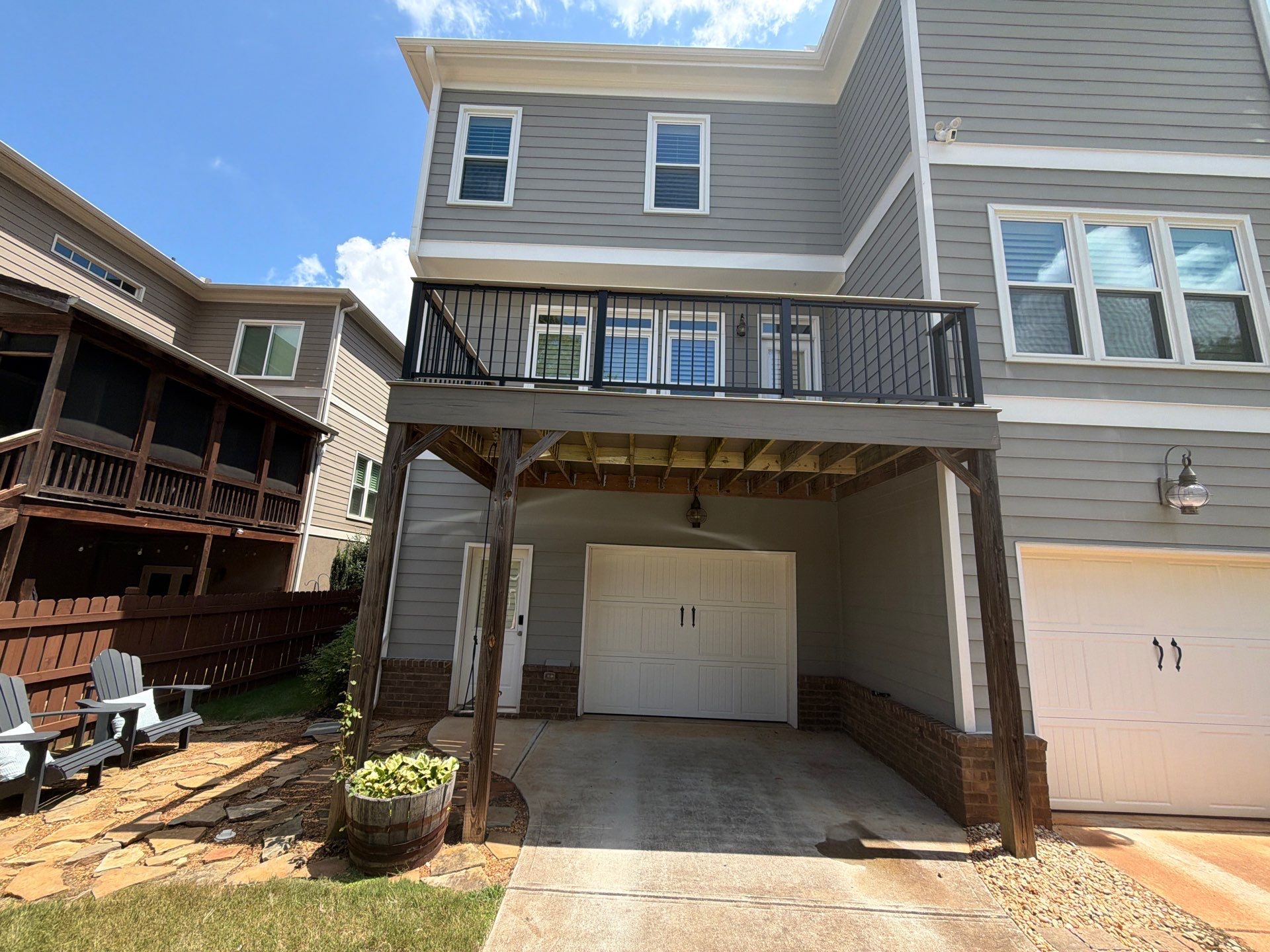Elevated Composite Deck Replacement with Metal Railings in Smyrna