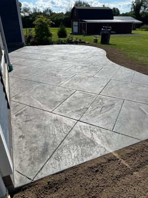 Slate stamped concrete patio 