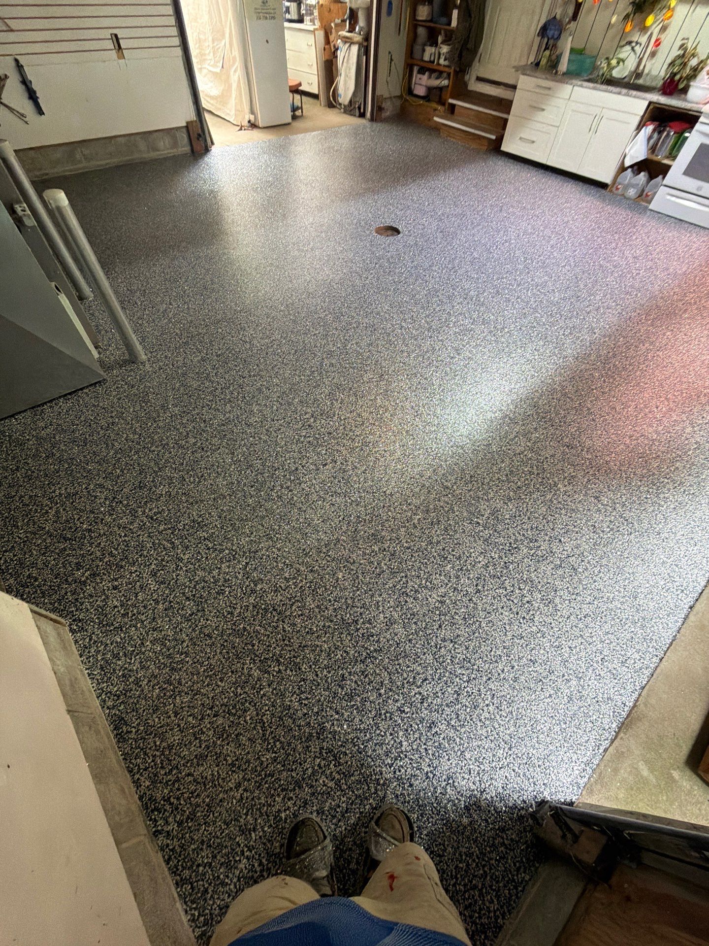 Custom Multi-Colored Epoxy Flake Garage Floor Coating in Montague by Gordon Painting
