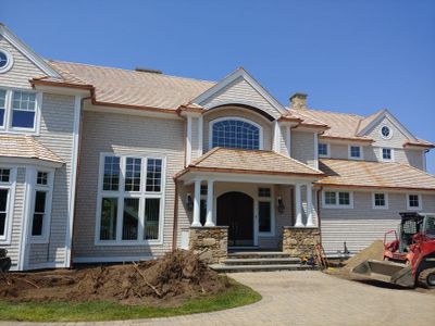 Gutter Installation using 6" Half Round Copper Gutter in East Sandwich, MA