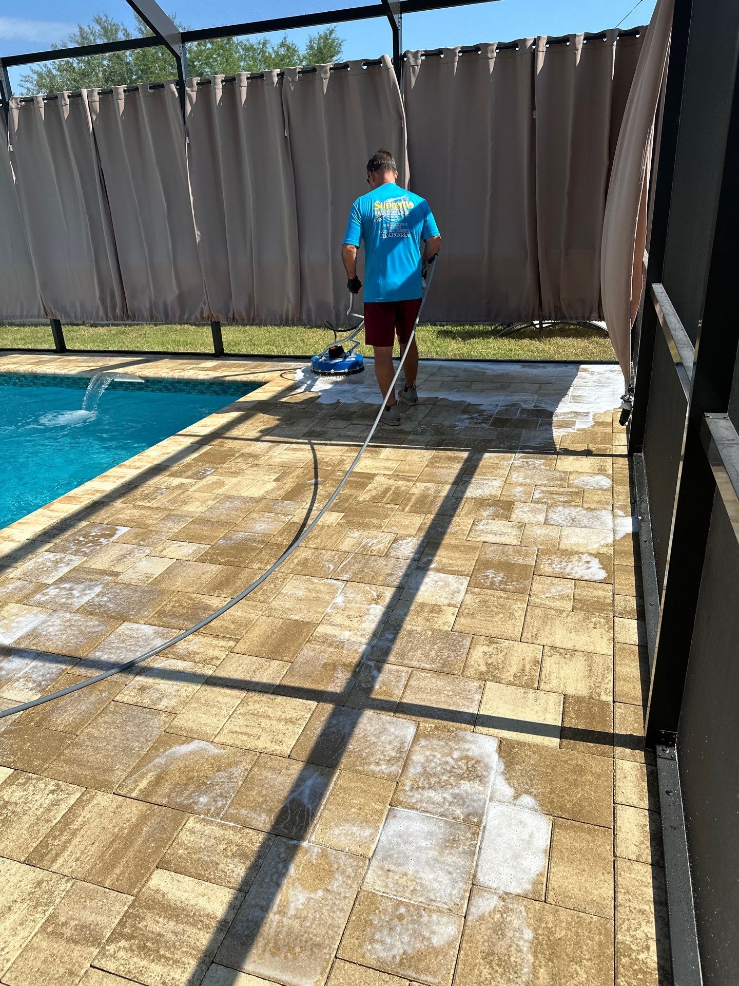 Paver Cleaning and Sealing Pool Deck in Ruskin by Supreme Paver Experts