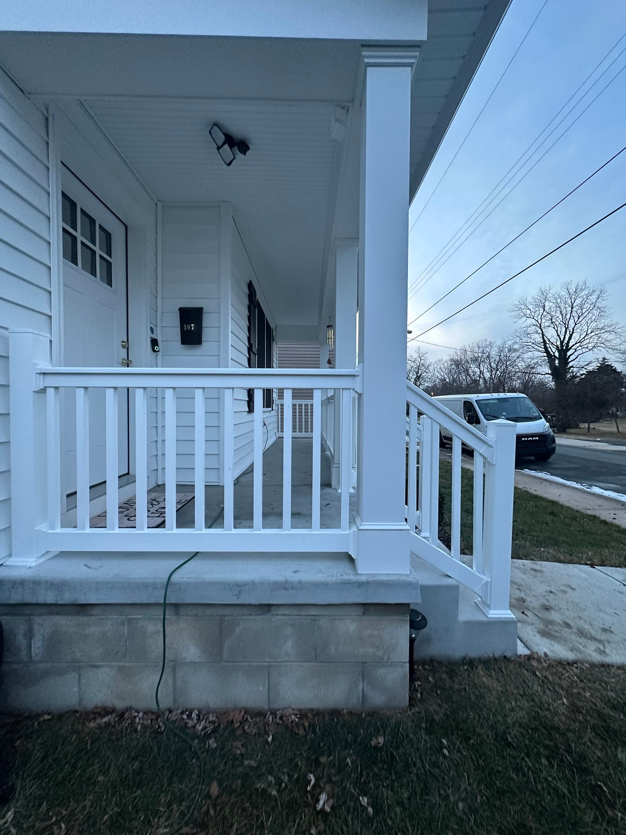 Shower Door and Outdoor Railing Installation in Harrington by Gc Makeovers 