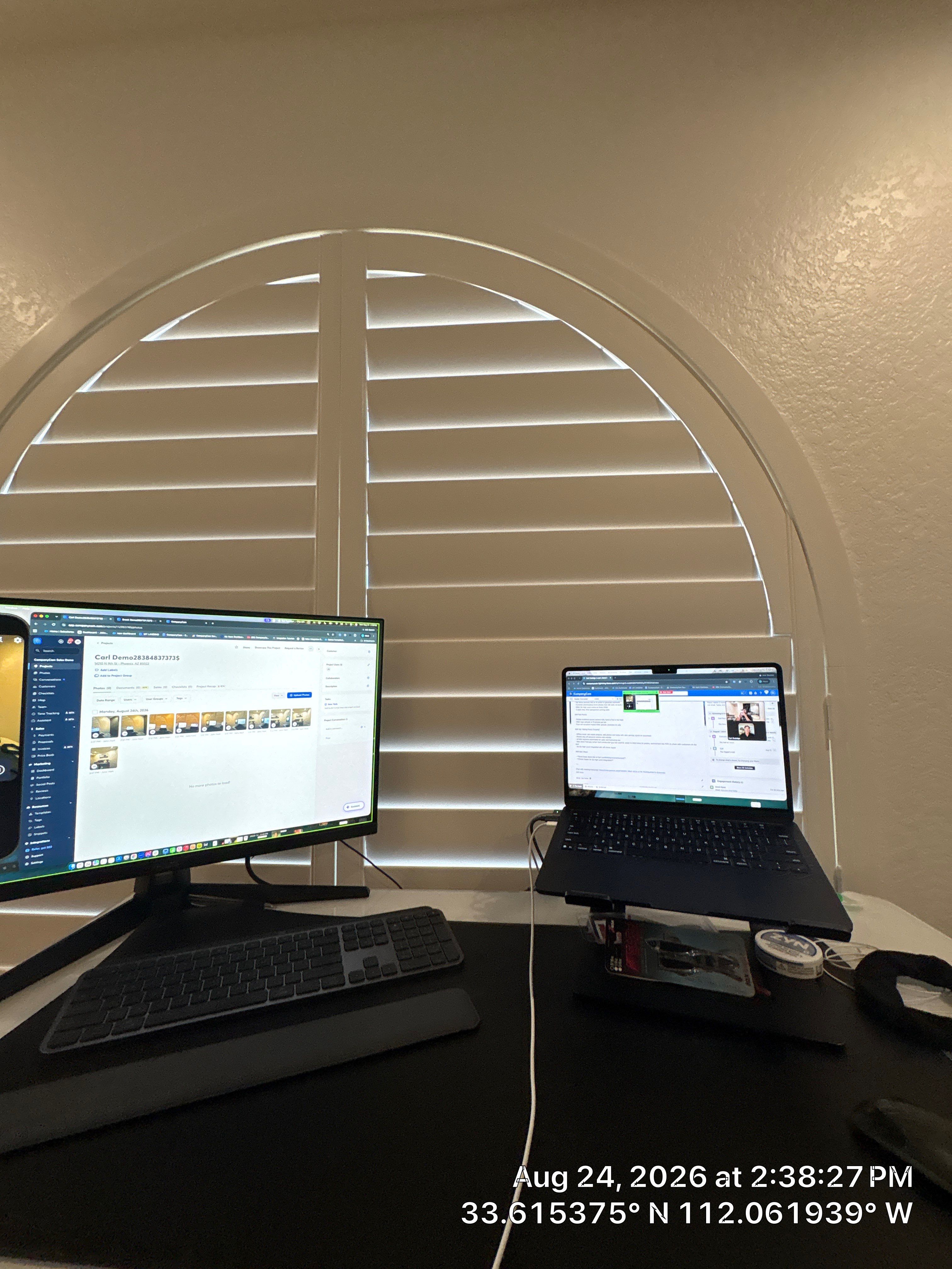 Phoenix Home Office Setup with Plantation Shutters and AV Installation by CompanyCam Sales Demo