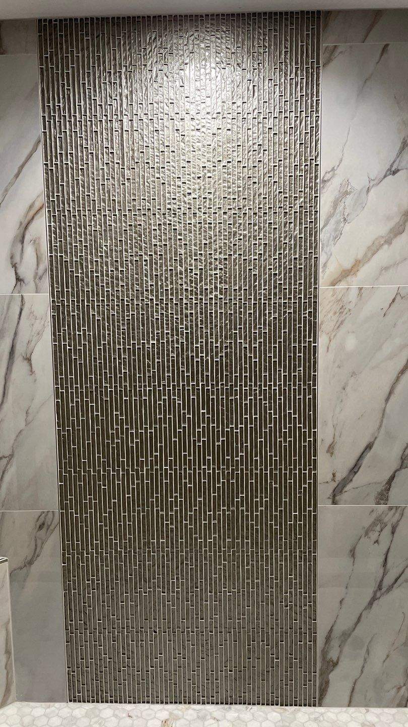 Stunning shower with Rain Glass by Footprints Bath and Tile of East Atlanta