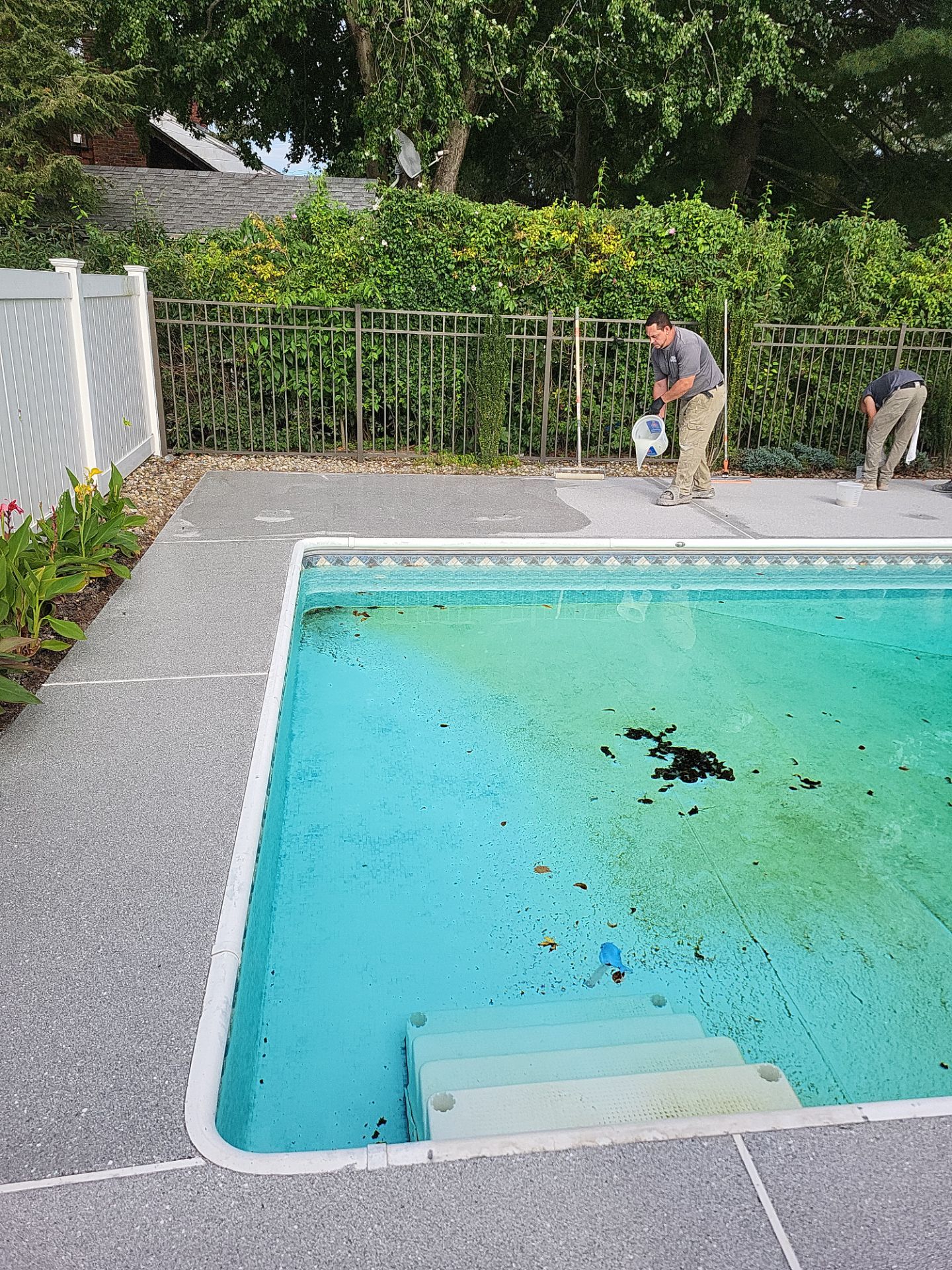 Blue Granite Pool Patio Concrete Coating in Lincoln Park by Spectrum Painting, LLC