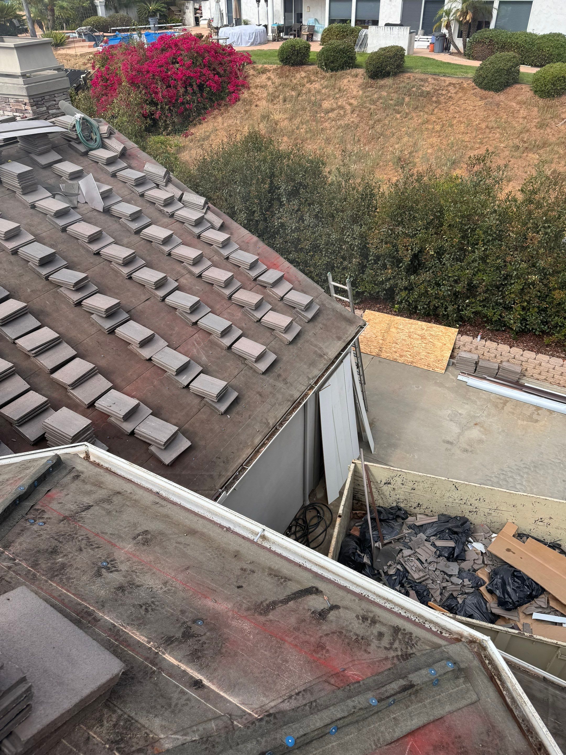 Full Roof Replacement Featuring Staggered Eagle Concrete Tiles in Poway by Reliable Roofing San Diego Inc.