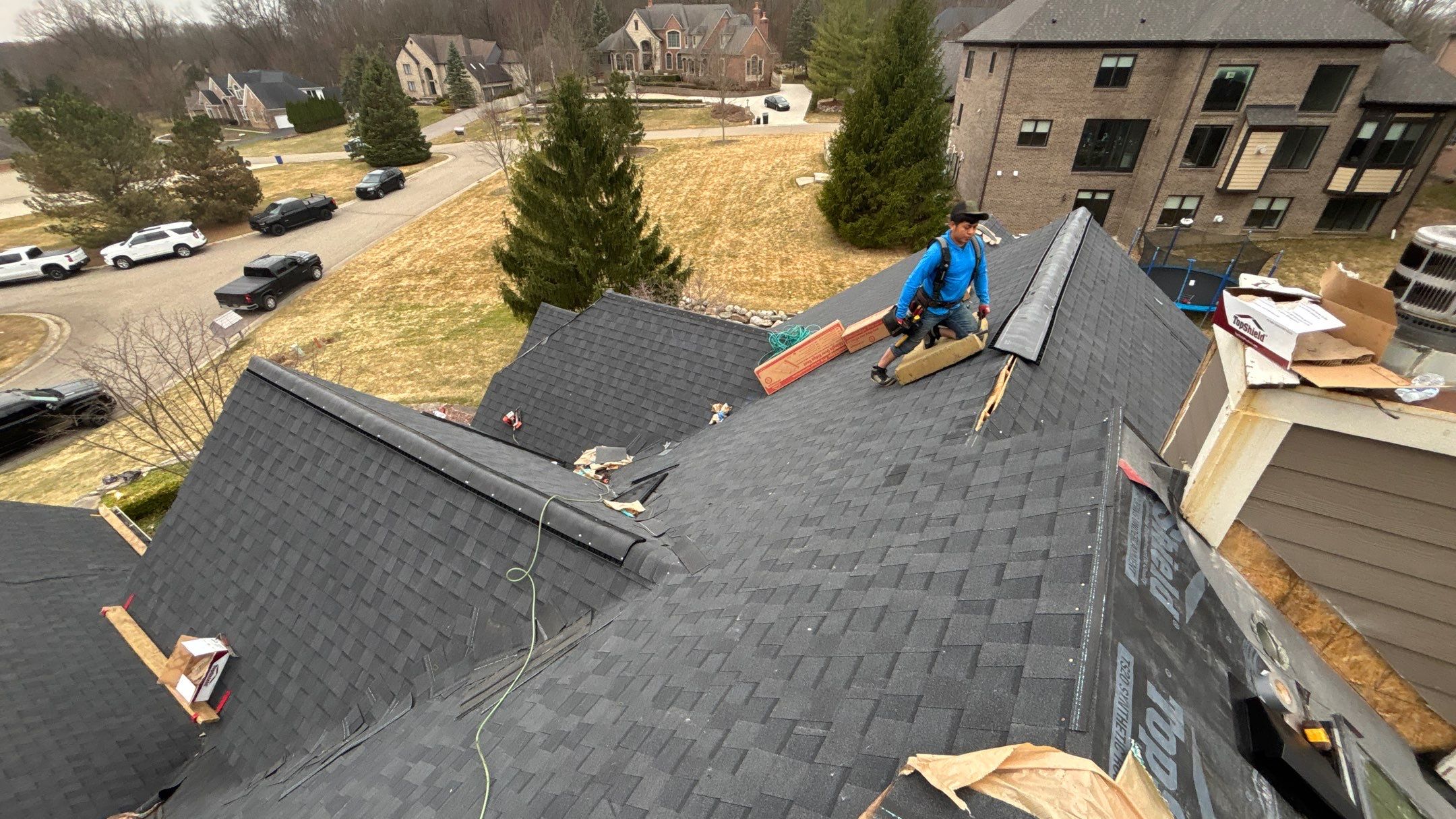 Roof Replacement using CertainTeed Landmark Moire Black by 180 Contractors