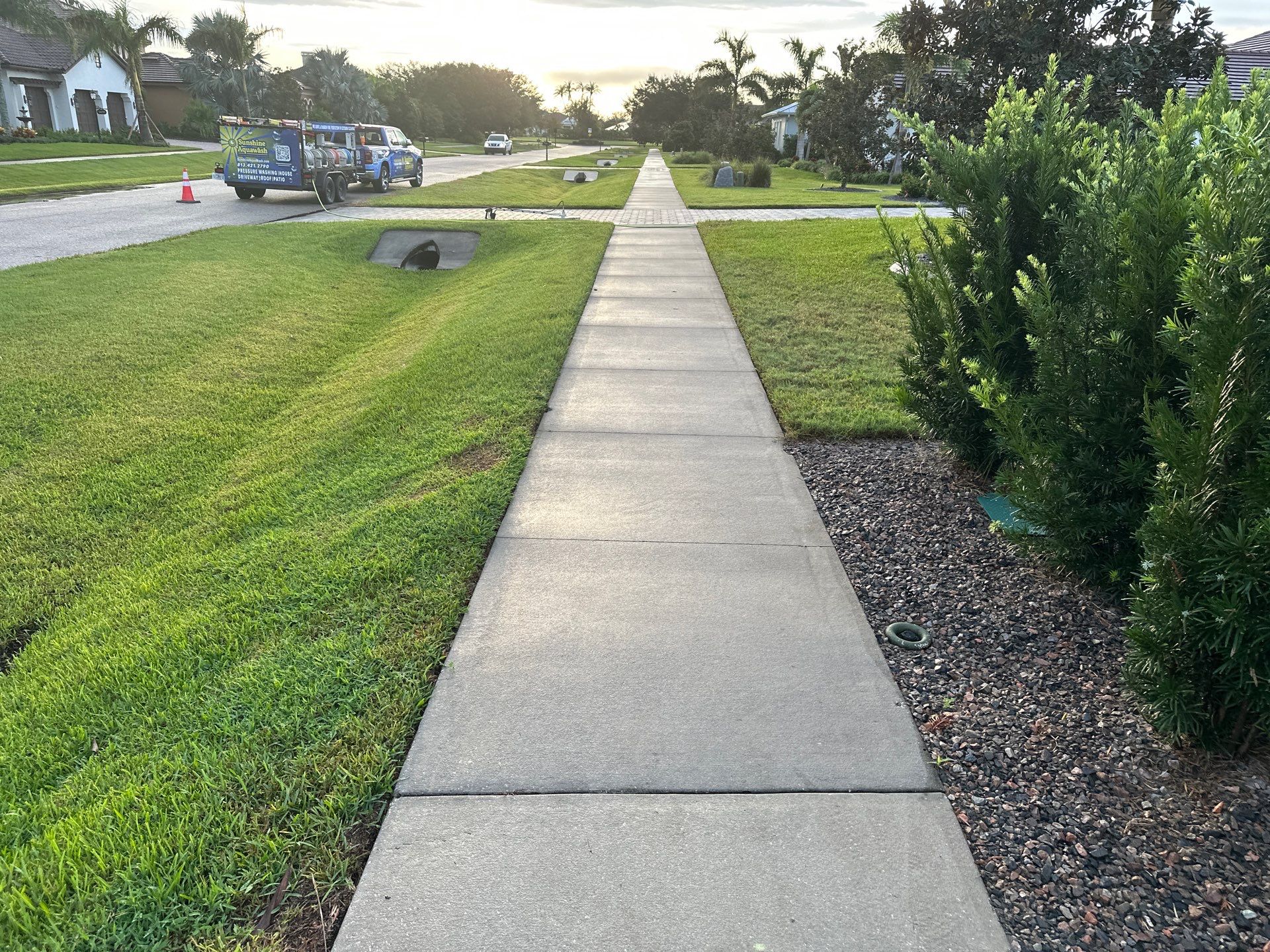 Paver Driveway, Sidewalk, and Culvert Cleaning in Winding River Community, Bradenton, FL by Sunshine AquaWash