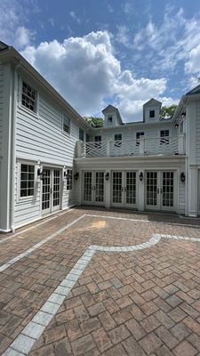 Gutter Installation using 5"white K style seamless gutters and 2x3 white leaders
