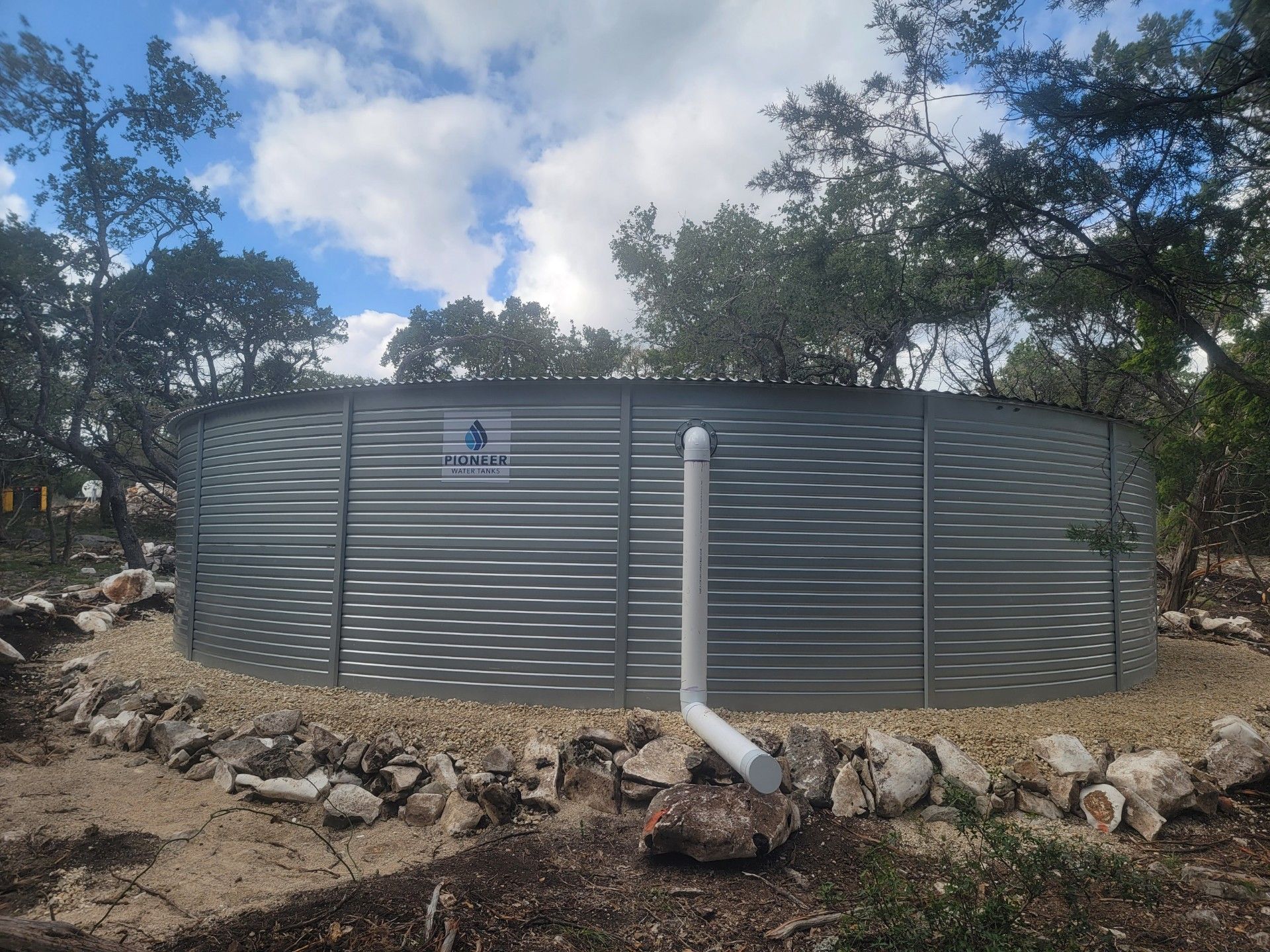 Major Addition using 52000 gallon Pioneer (XLR 40/2 ZN) in silver by Hill Country Rain Water