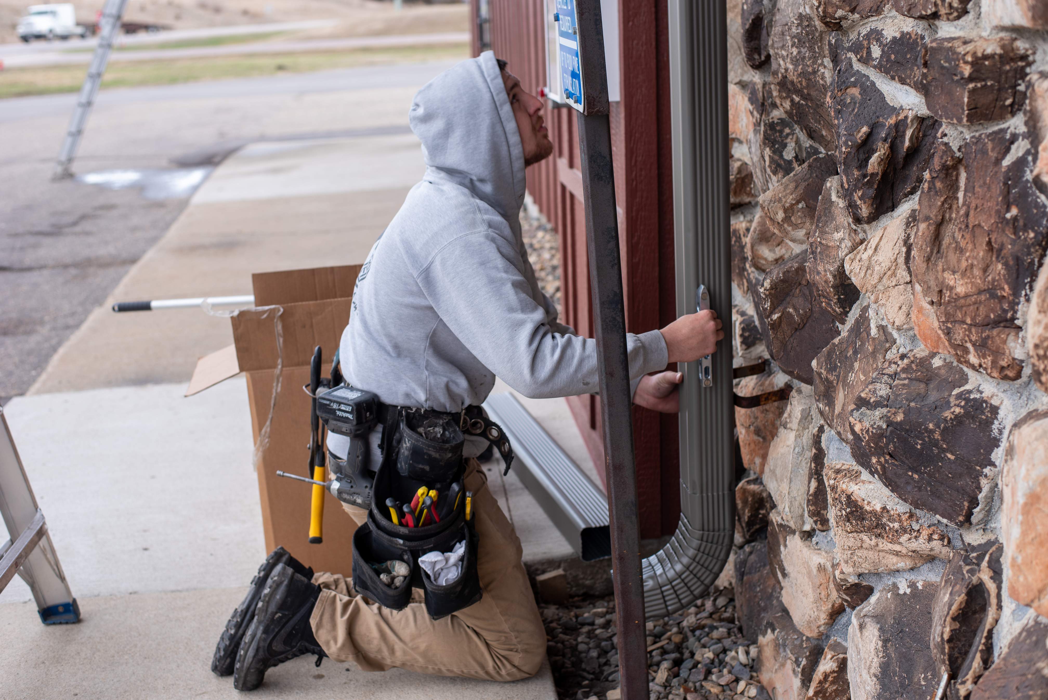 Commercial Gutter Repair in New London MN | Reseaming Gutters & New Downspouts by Next Level Seamless Gutters / Exteriors Inc.