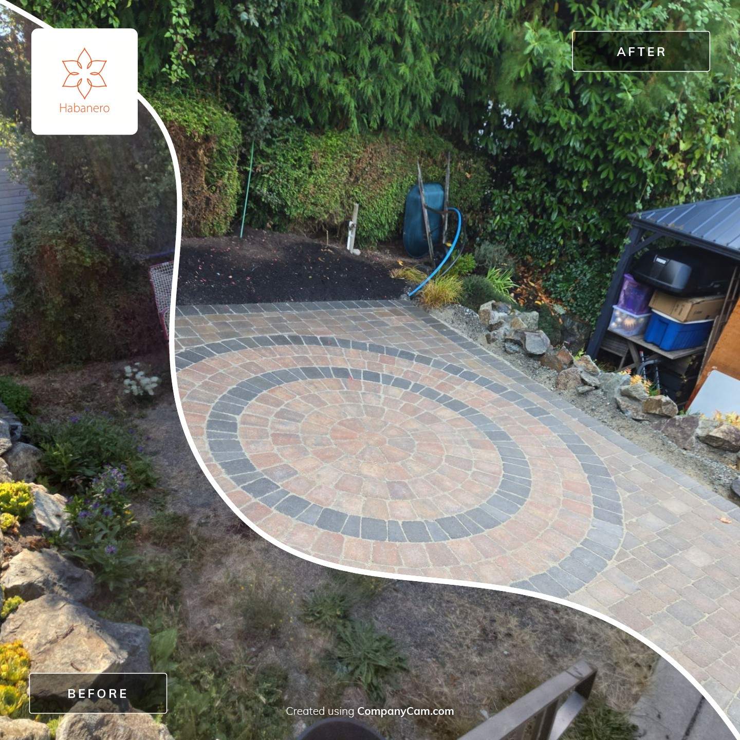 Backyard Transformation — Custom Shed, Paver Patio & Retaining Wall by Habanero Garden and Exterior Care