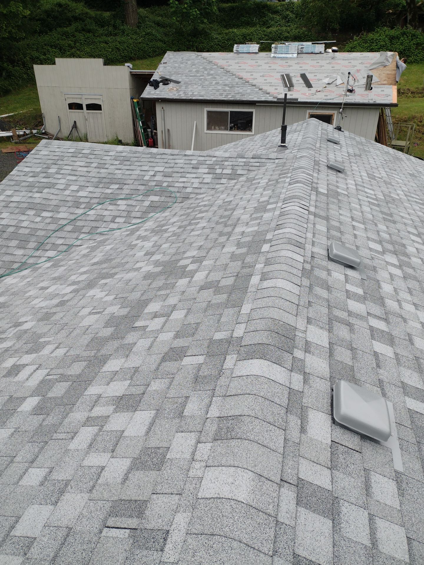 Residential Roofing Installation using IKO Dynasty (Color: Frostone Grey) by Orezona Building & Roofing Company, Inc.