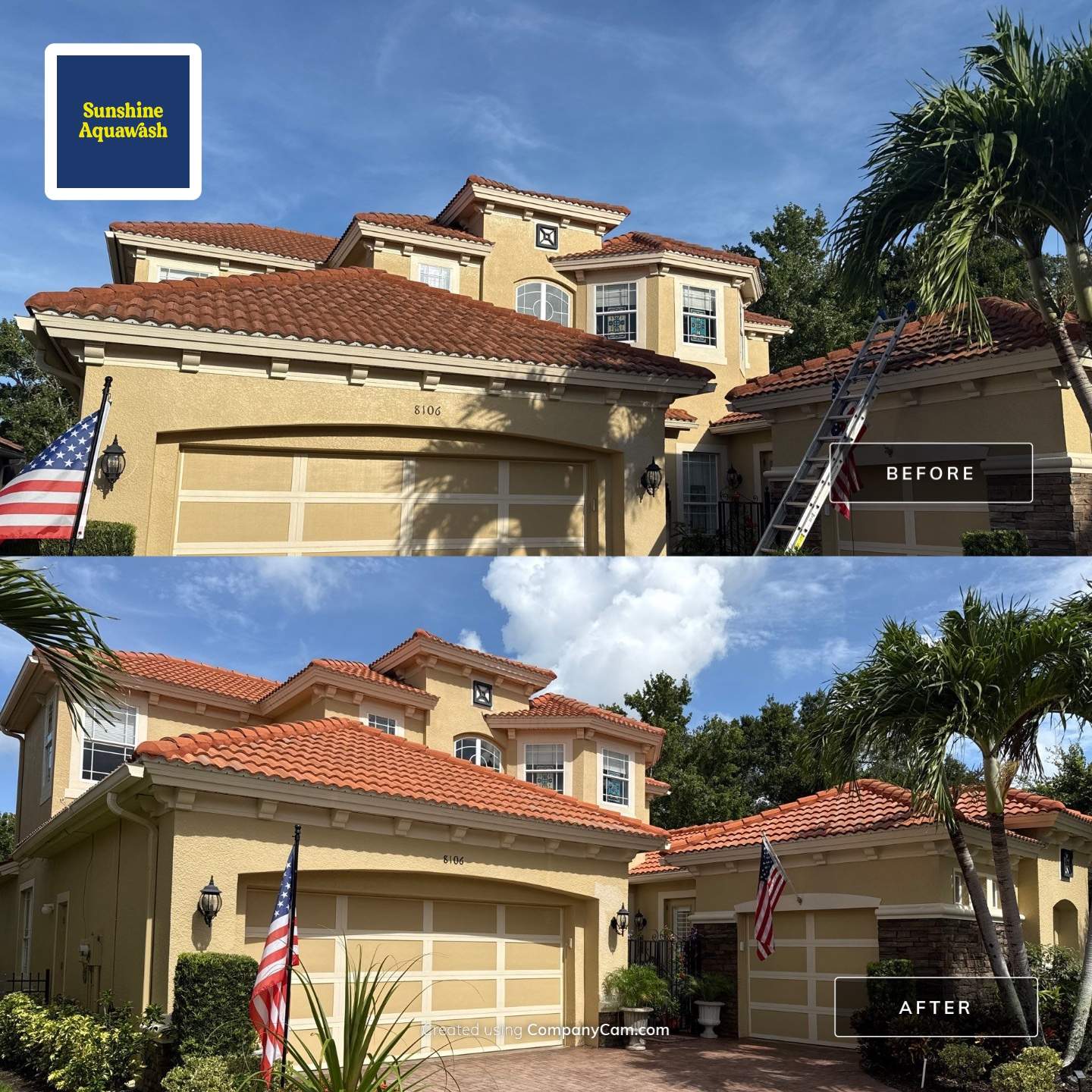 Soft Wash Tile Roof Cleaning in Sonoma Community, Sarasota, FL by Sunshine AquaWash