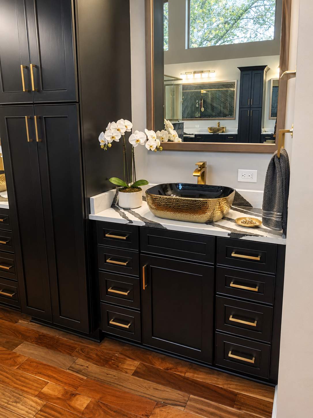 Bookmatched Natural Stone Shower by Legacy Bath and Kitchen 