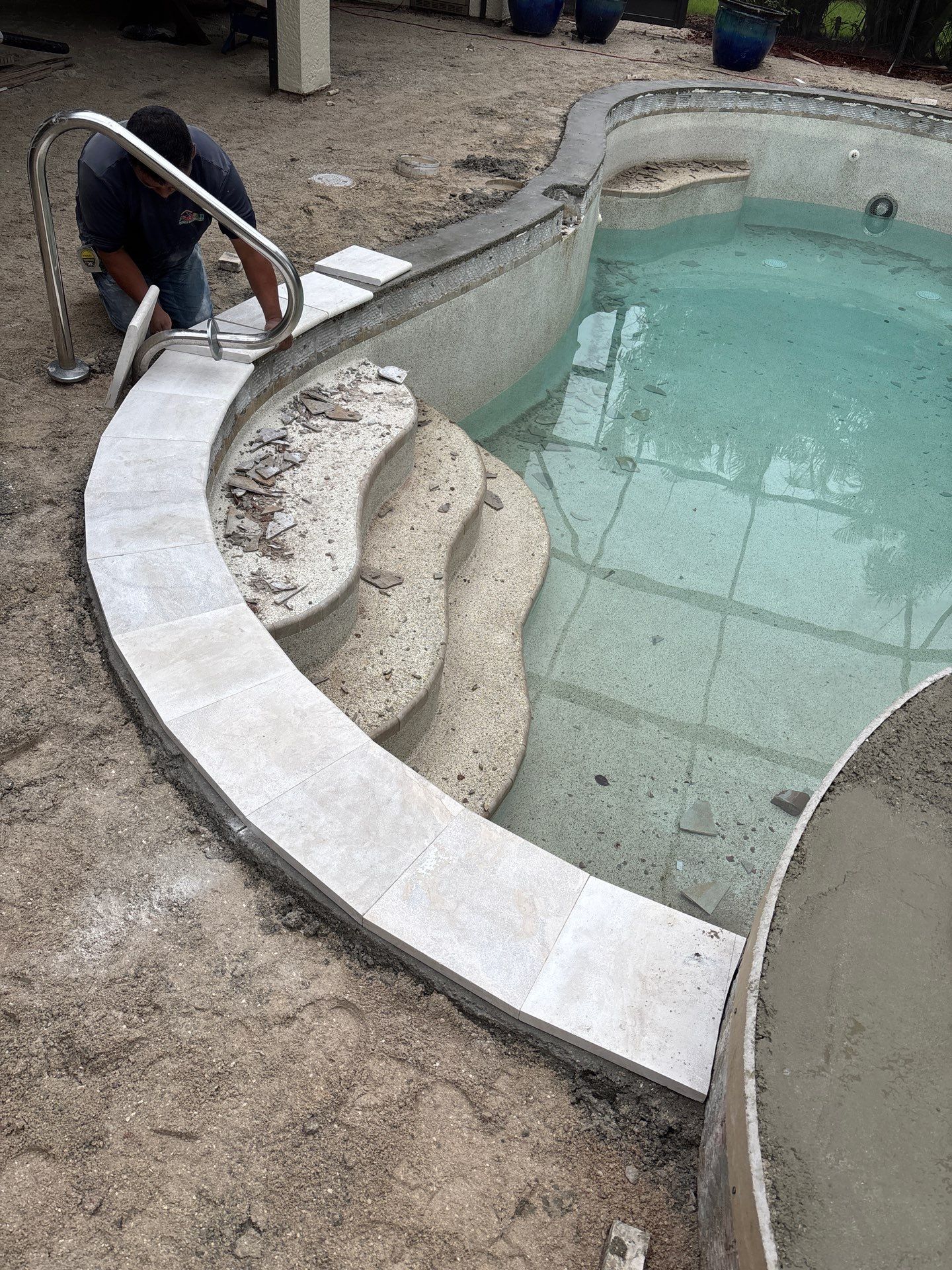 Textured Marble Pool Deck - Bonita National Golf & Country Club by Old Town Pavers Llc