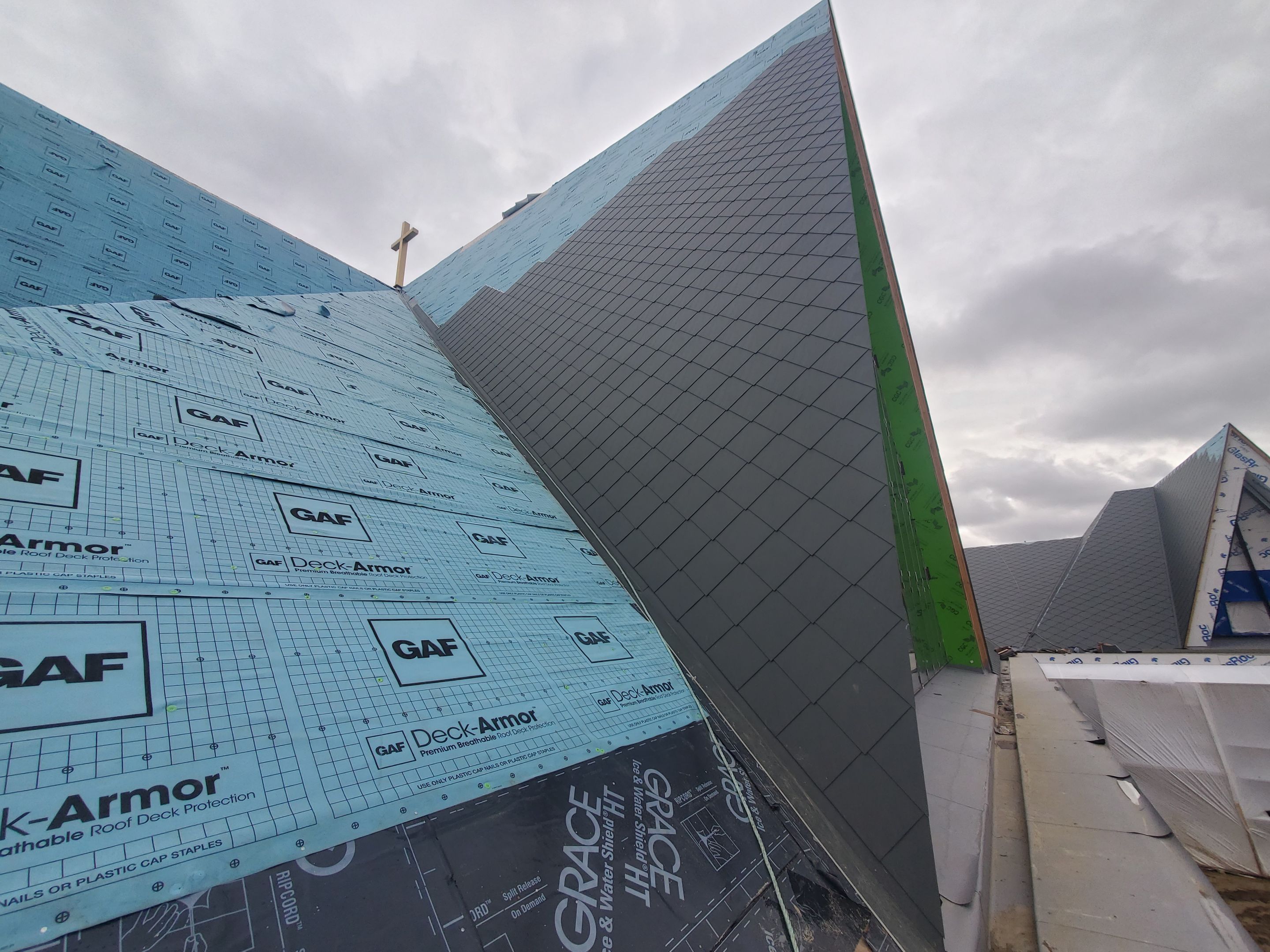 Commercial Roofing Installation using Diamond Tile Metal Shingles , Tpo Flat Roof by Jay Carter Roofing & Sheet Metal