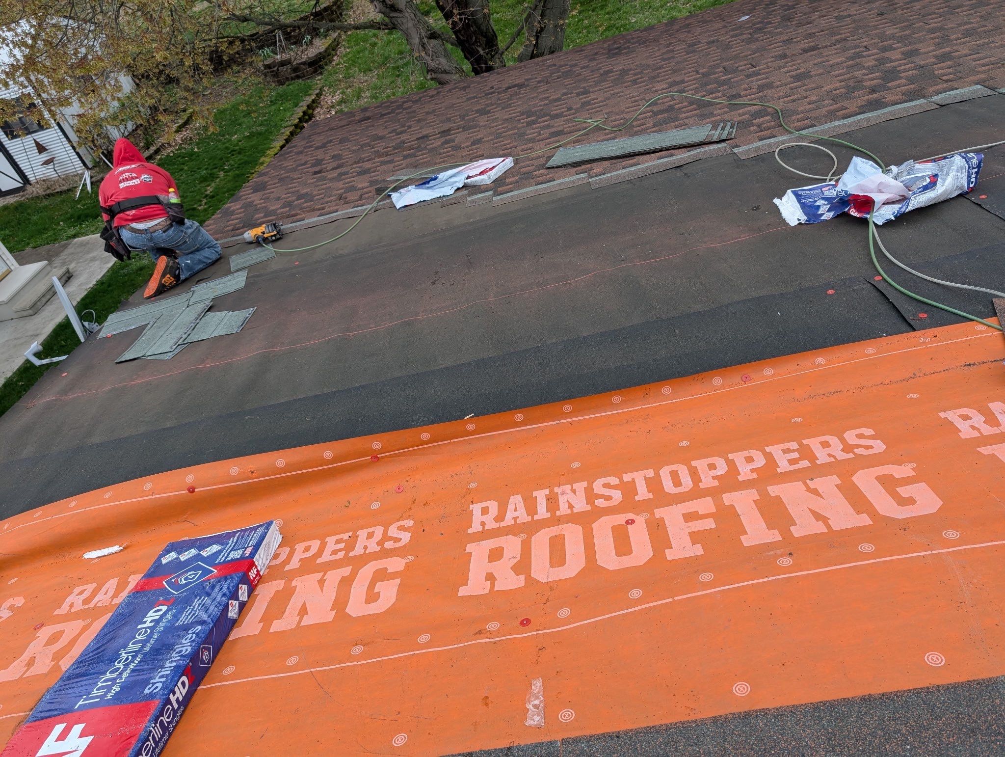 Residential Roofing Installation using GAF TImberline HDZ Hickory by Rainstoppers Roofing