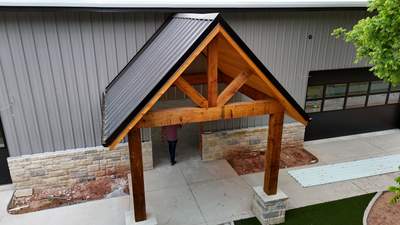 Front Porch Metal Canopy & Cedar Stain in Edmond, OK