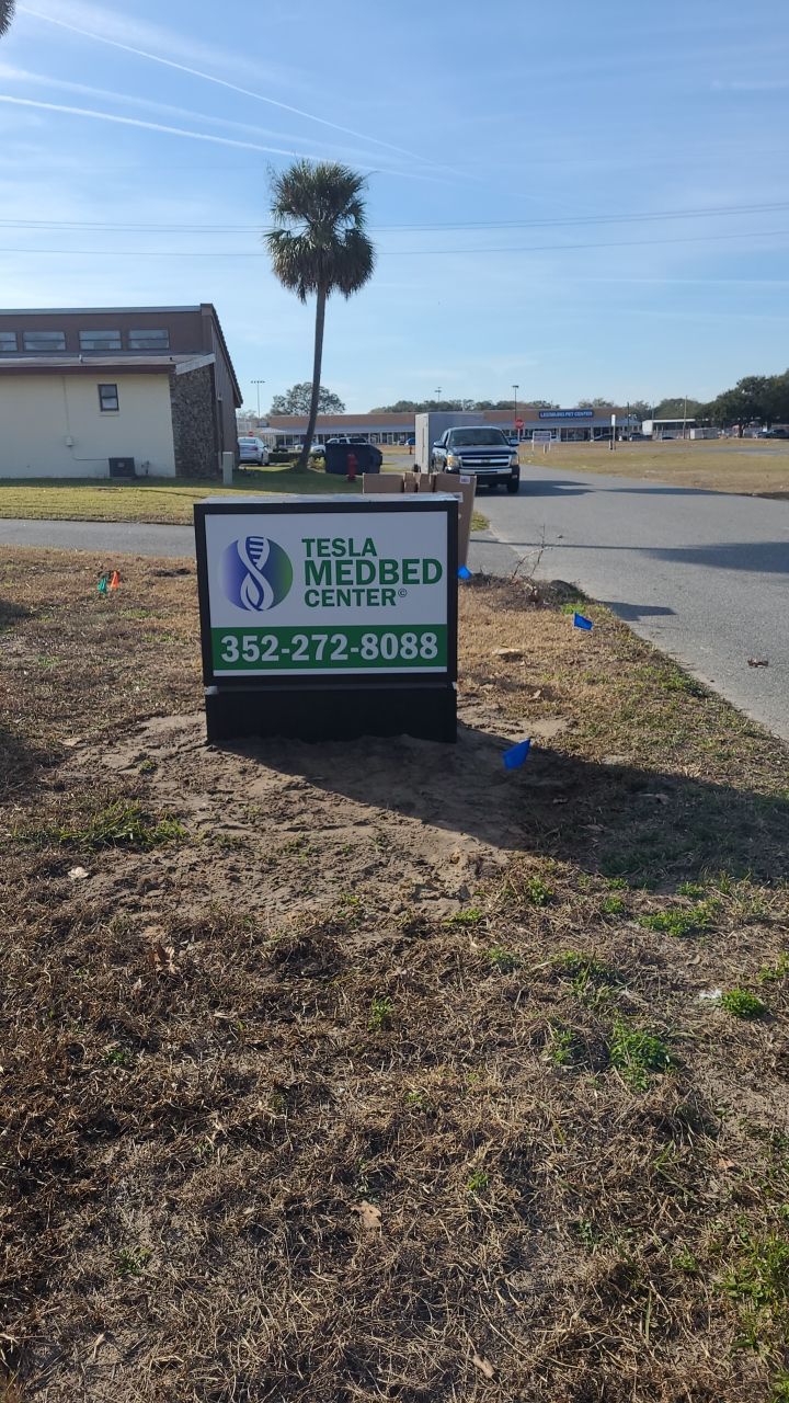Monument Sign for Tesla Medbed Center by SignCrafters