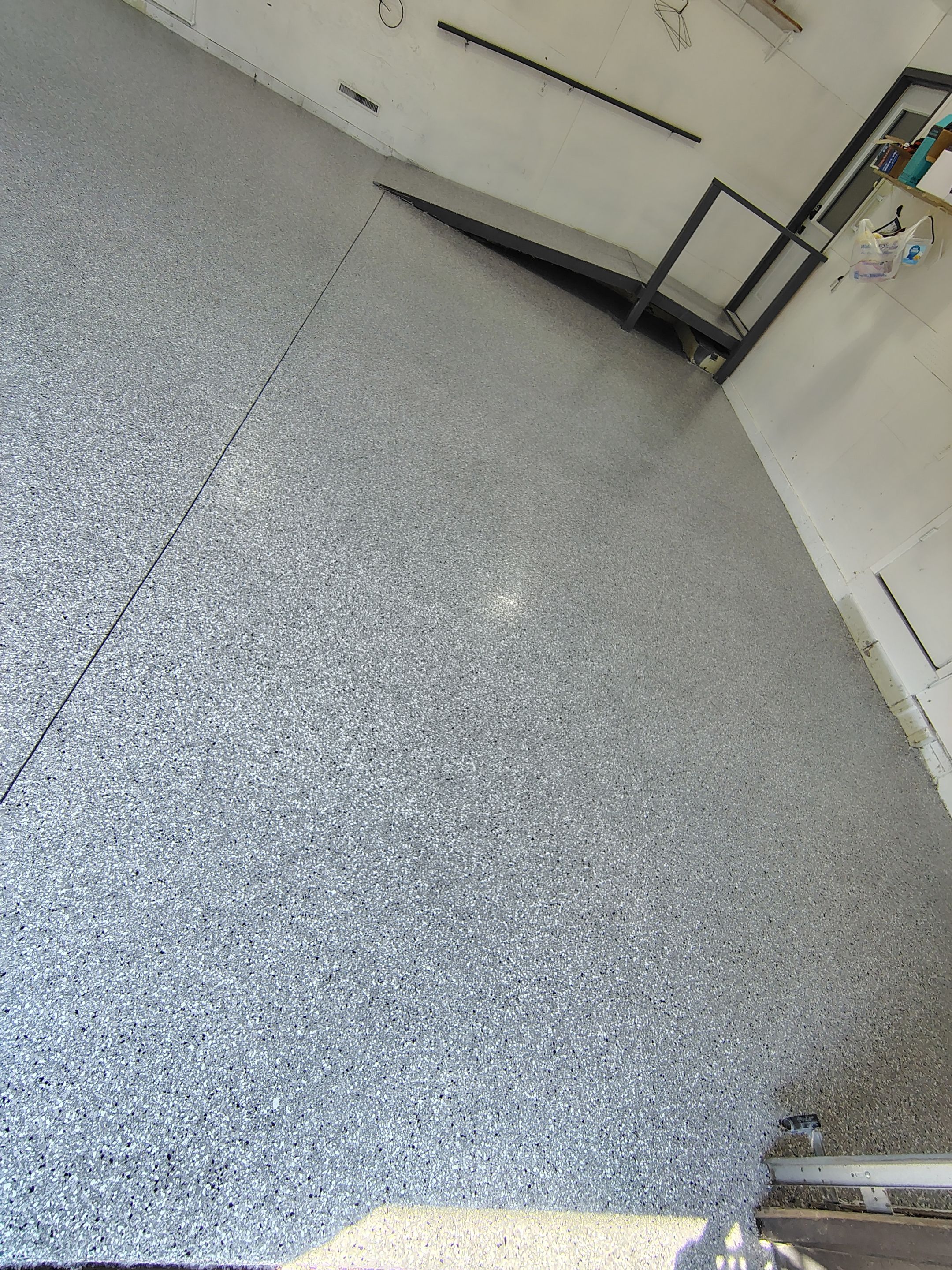 Yankton Garage Concrete Coating With Feather Gray Decorative Chips by Select Painting, Coatings & Garage Cabinets