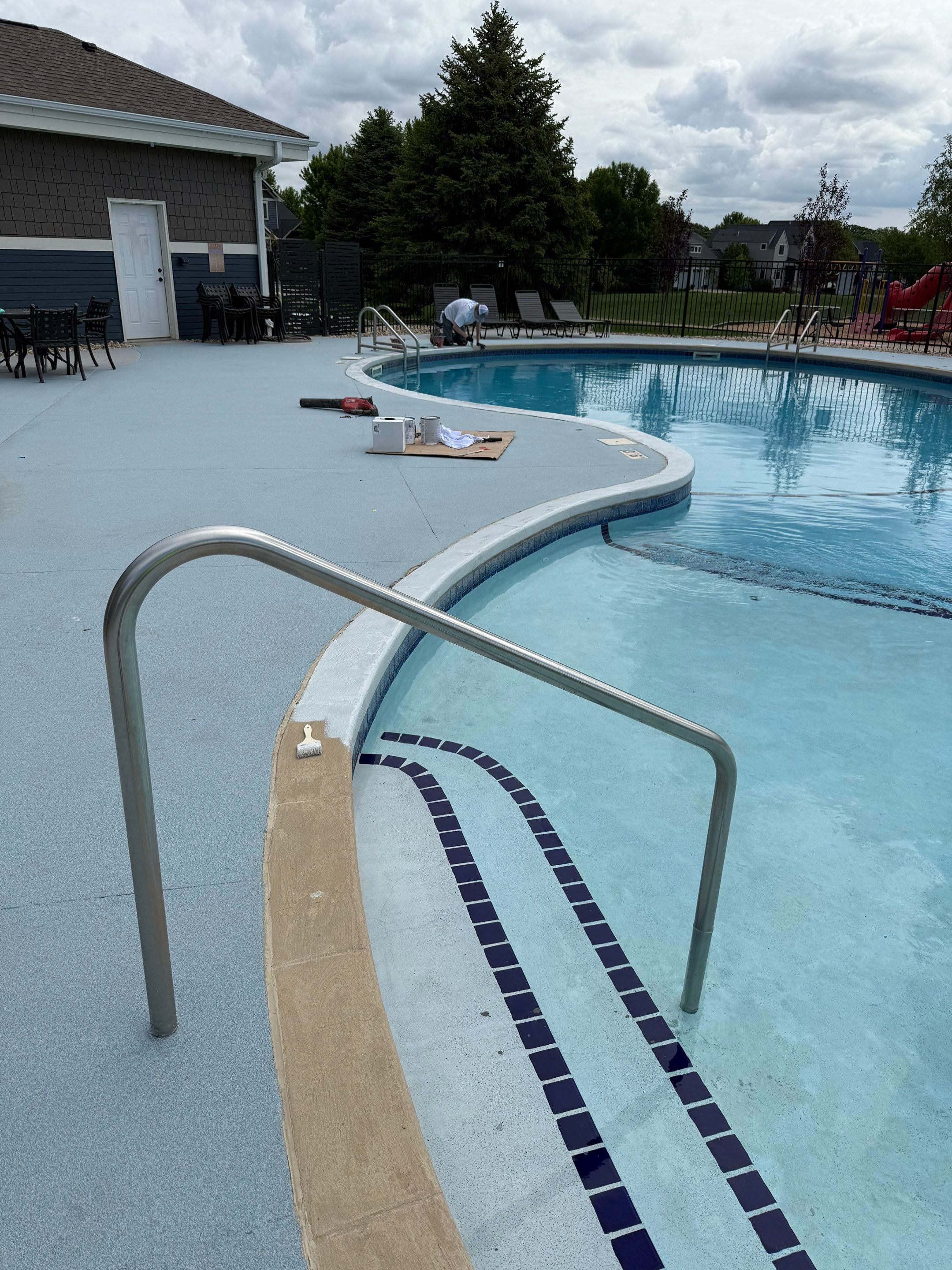 Arbors Edge Pool Deck Restoration and Textured Concrete Coating by Select Painting, Coatings & Garage Cabinets