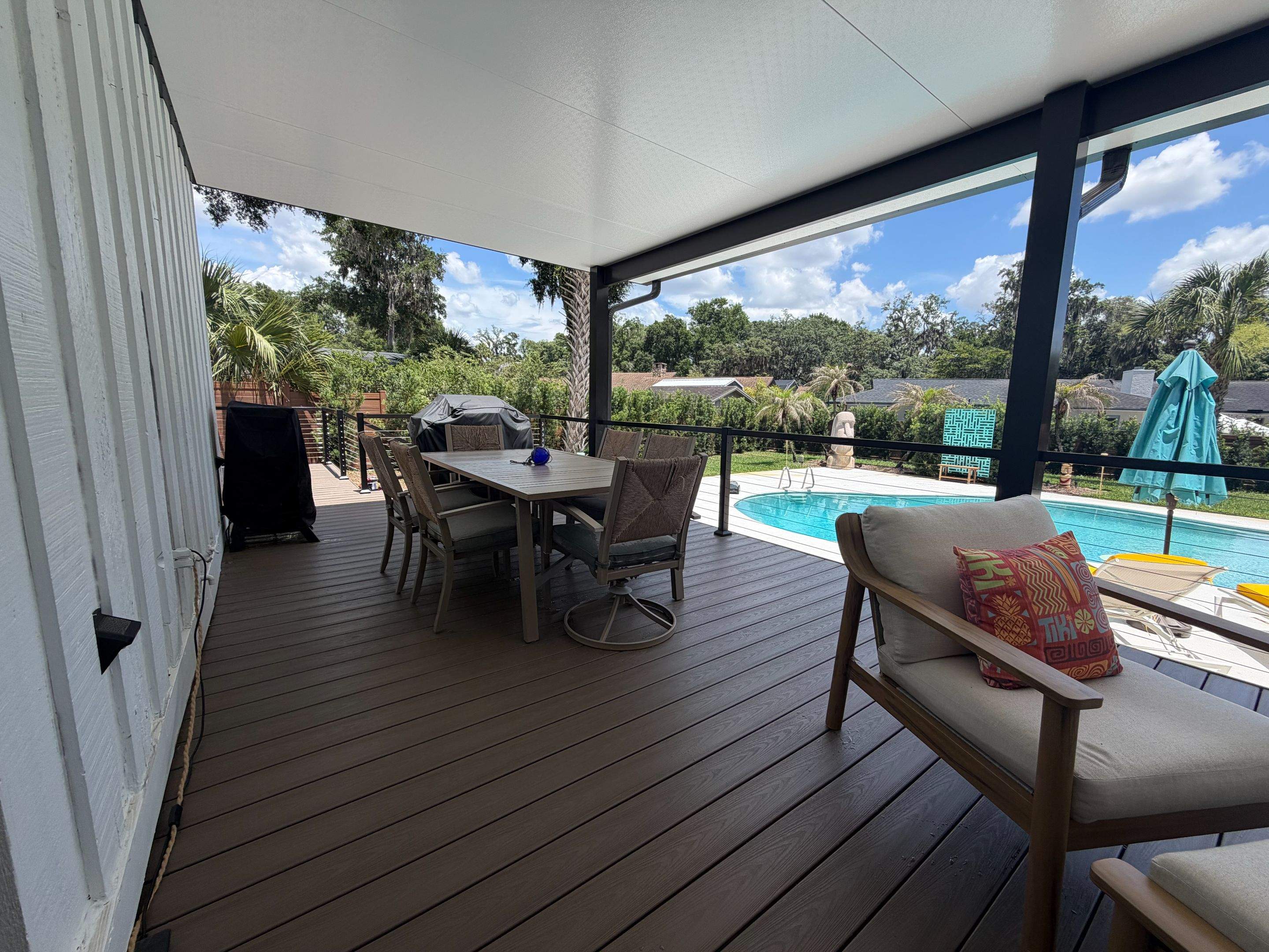Aluminun patio cover using Deckorators venture by Orlando pergolas