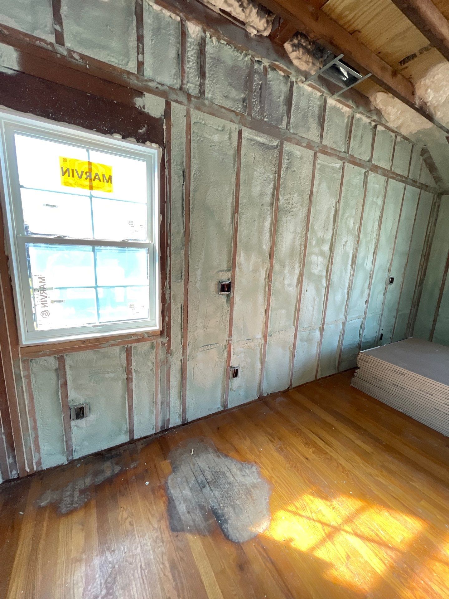 Basement Exterior Walls using Closed Cell Spray Foam by NYS Foam & Energy